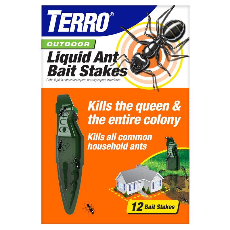 TERRO Liquid Ant Baits - T1813B - Outdoor Ready-to-Use Terro Ant Traps, Kills Household Ants, 12 Stakes