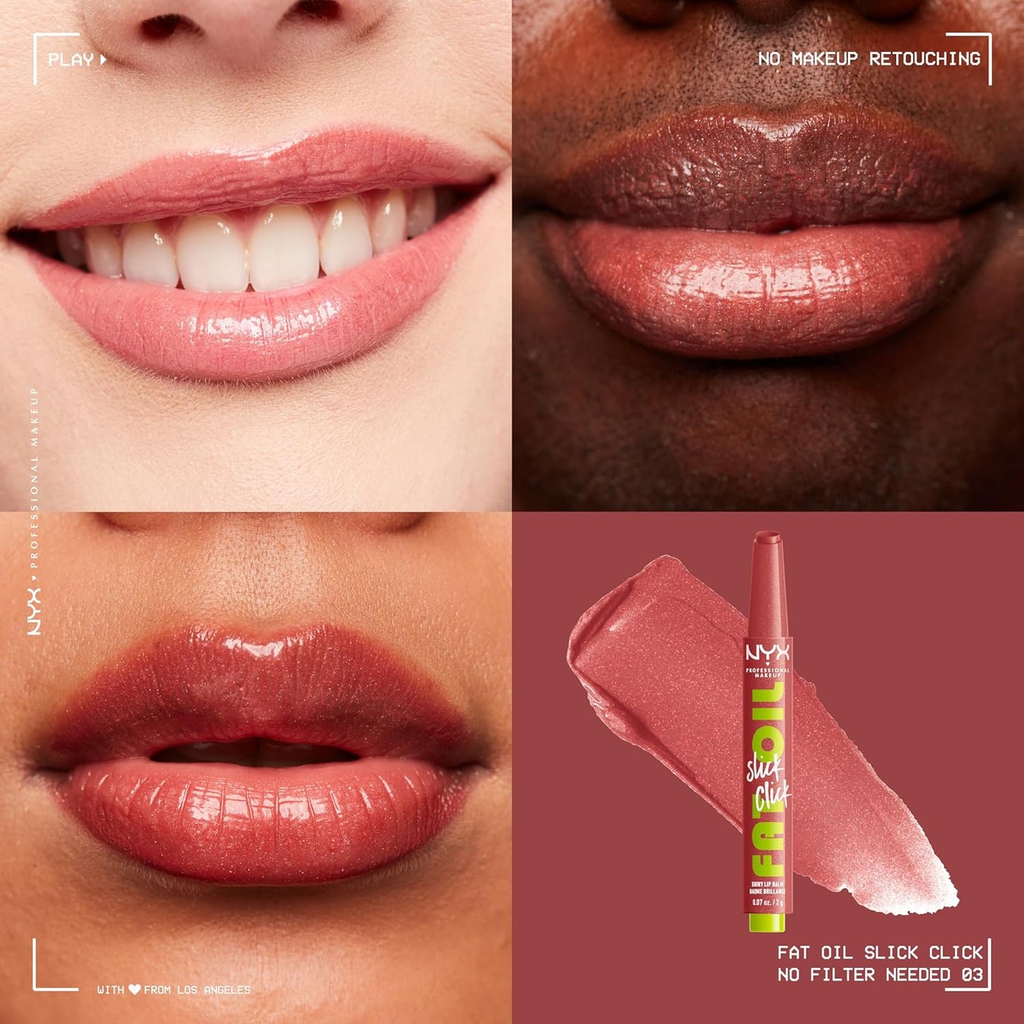 NYX Professional Makeup Fat Oil Slick Click | Lightweight, Buildable Vegan Lip Balm - Richly Pigmented, No Filter Needed