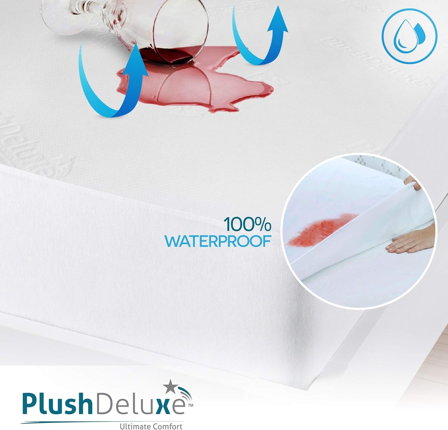 Bamboo Mattress Protector - King Size, Waterproof & Ultra Soft Breathable Cover for Comfort - White