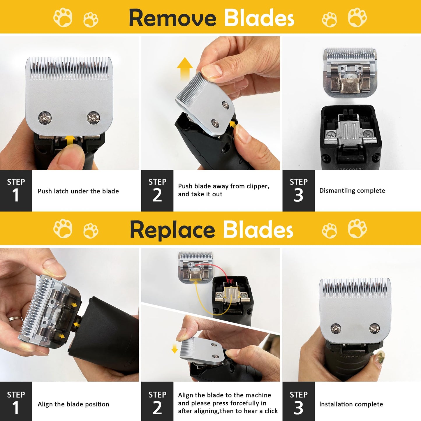 OwnLifeYF 10# 1.5mm and 7FC 3.2mm Clipper Blades Pet Grooming Clipper Replacement Blades Detachable Blade Compatible with andis/wahl/Oster Dog Clippers