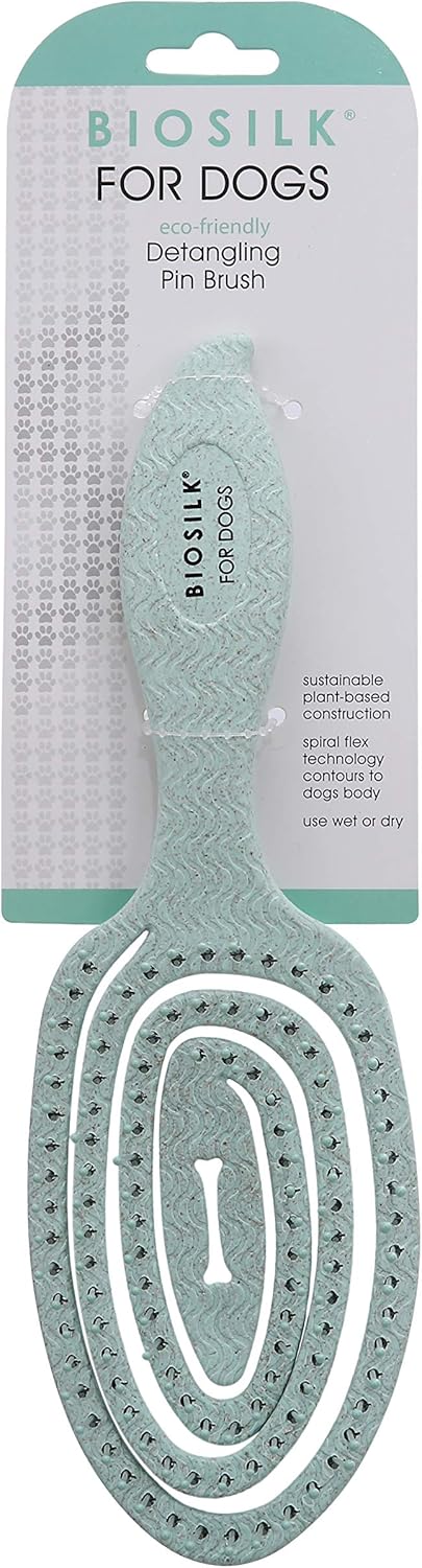 BioSilk for Pets Eco-Friendly Dog Detangling Pin Brush - Gentle Grooming Tool for Healthy Coats