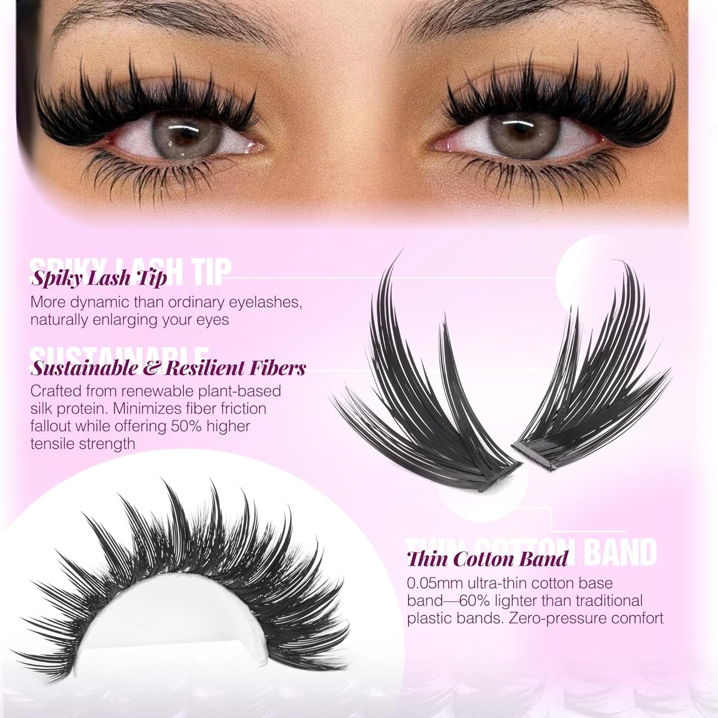 Manga Eyelash Clusters - Spiky D Curve Extensions for Wispy Lashes | 12-20mm Individual Fairy Lashes
