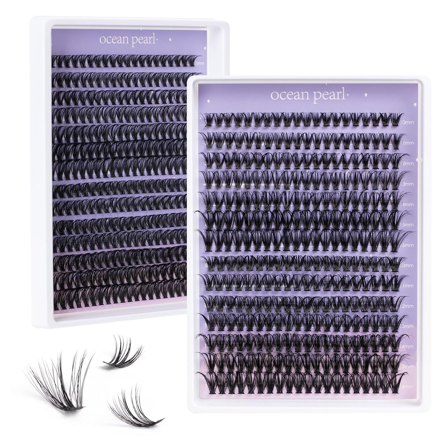 Ocean Pearl Lash Clusters - 320 Pcs 11-20mm Eyelash Extension Kit | 40D, 50D, 100D with Adhesive & Tweezers