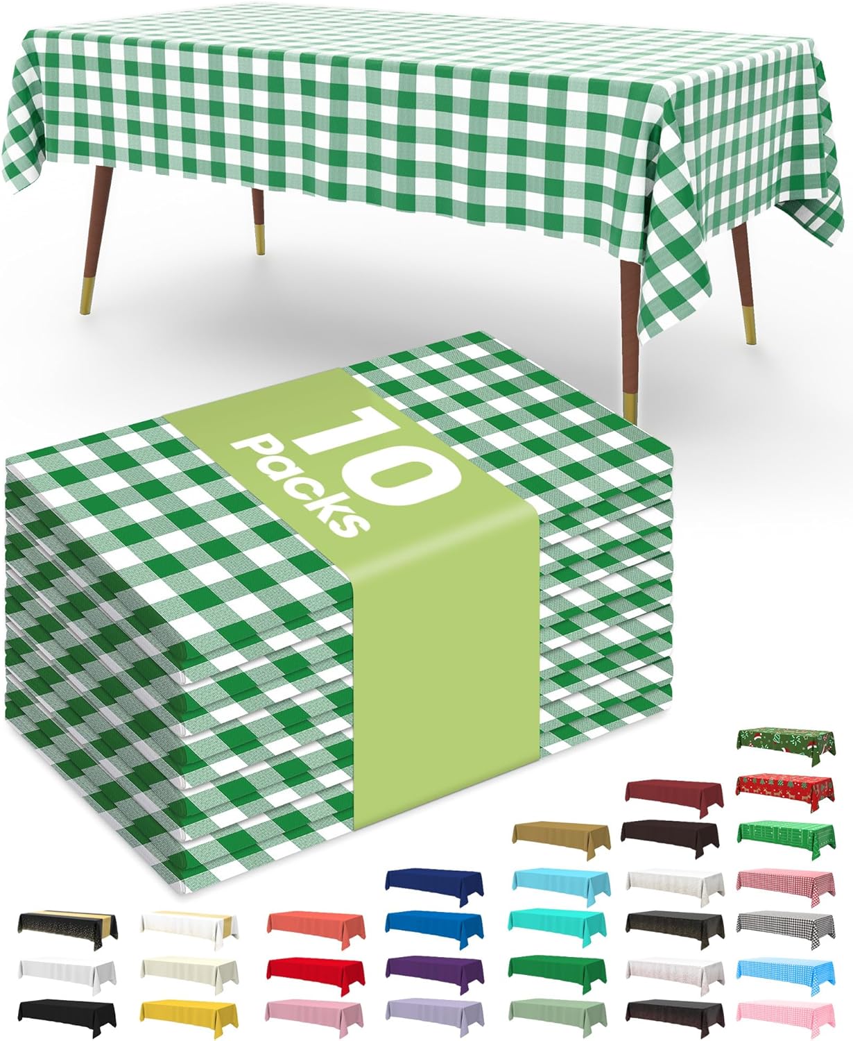 Plastic Table Cloths - 10 Pack Disposable 54 x 108 Inch for Parties, Picnics & Weddings | Rectangle White