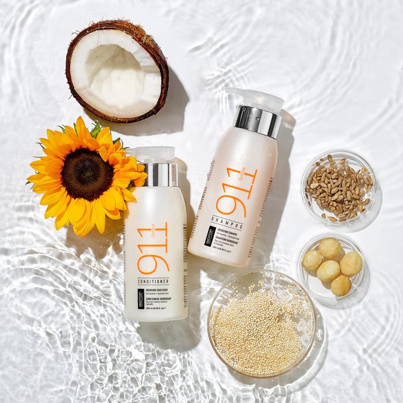 Biotop Professional 911 Quinoa Nourishing & Hydrating Duo - 911 Quinoa Shampoo (16.9 oz) & 911 Conditioner (16.9 oz) for Dry, Damaged Hair - Formula with Quinoa, Argan & Macadamia Oil (2 Piece Kit)