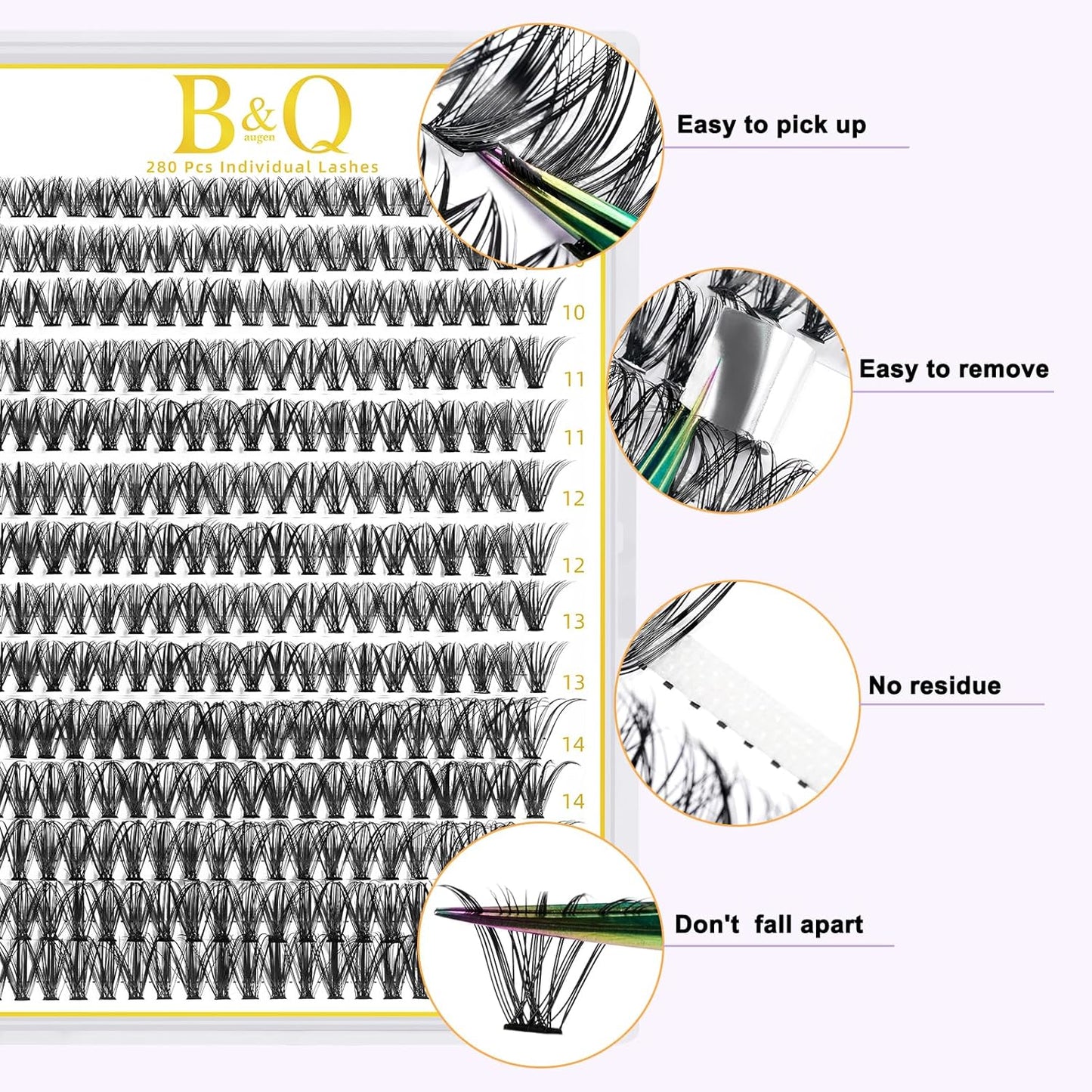 Lash Clusters 280PCS - Natural Wispy Eyelash Extensions 9-16mm | Soft Thin Band for DIY Comfort