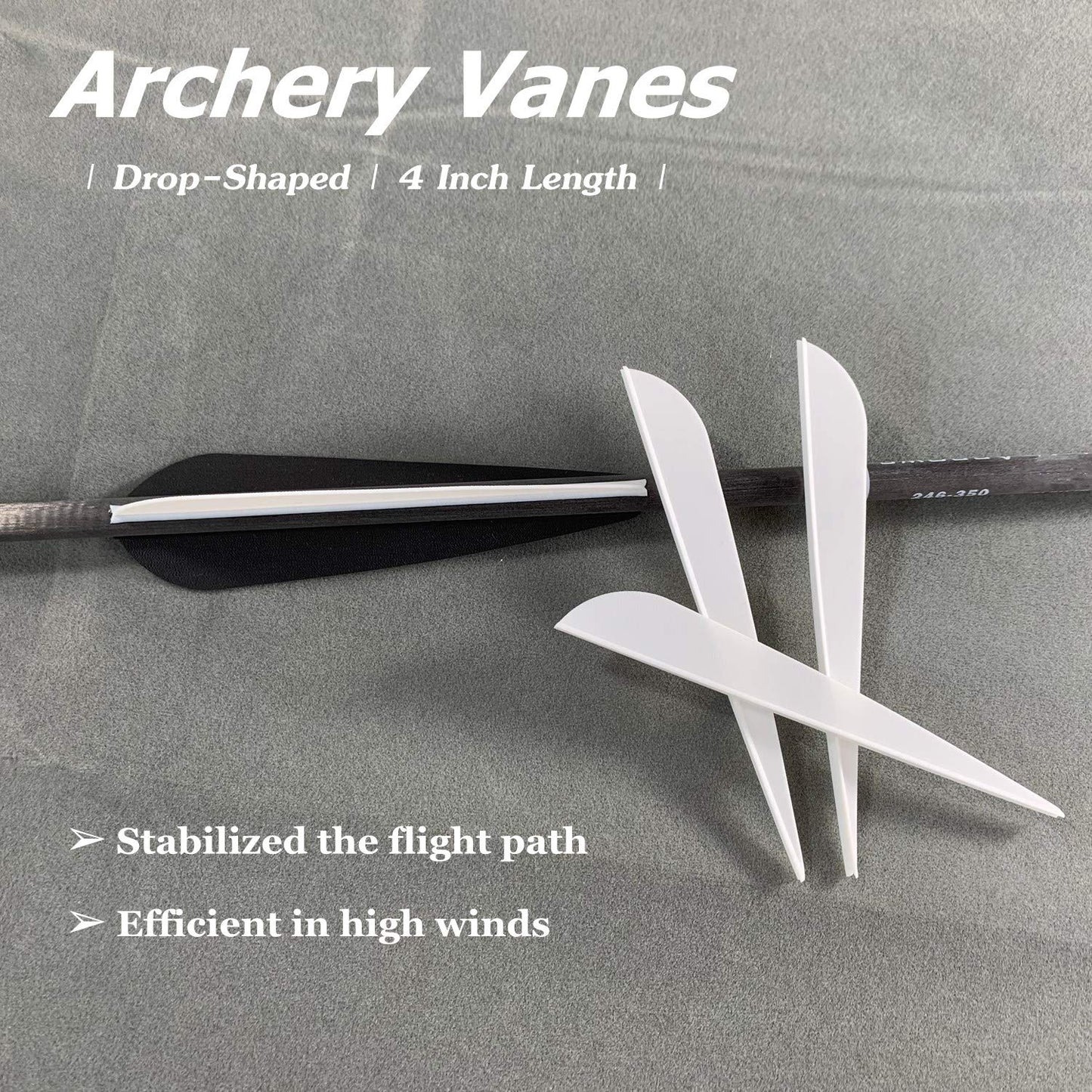 Letszhu Arrows Vanes 4 Inch Plastic Feather Fletching for DIY Archery Arrows 50 Pack… (White-Upgraded)