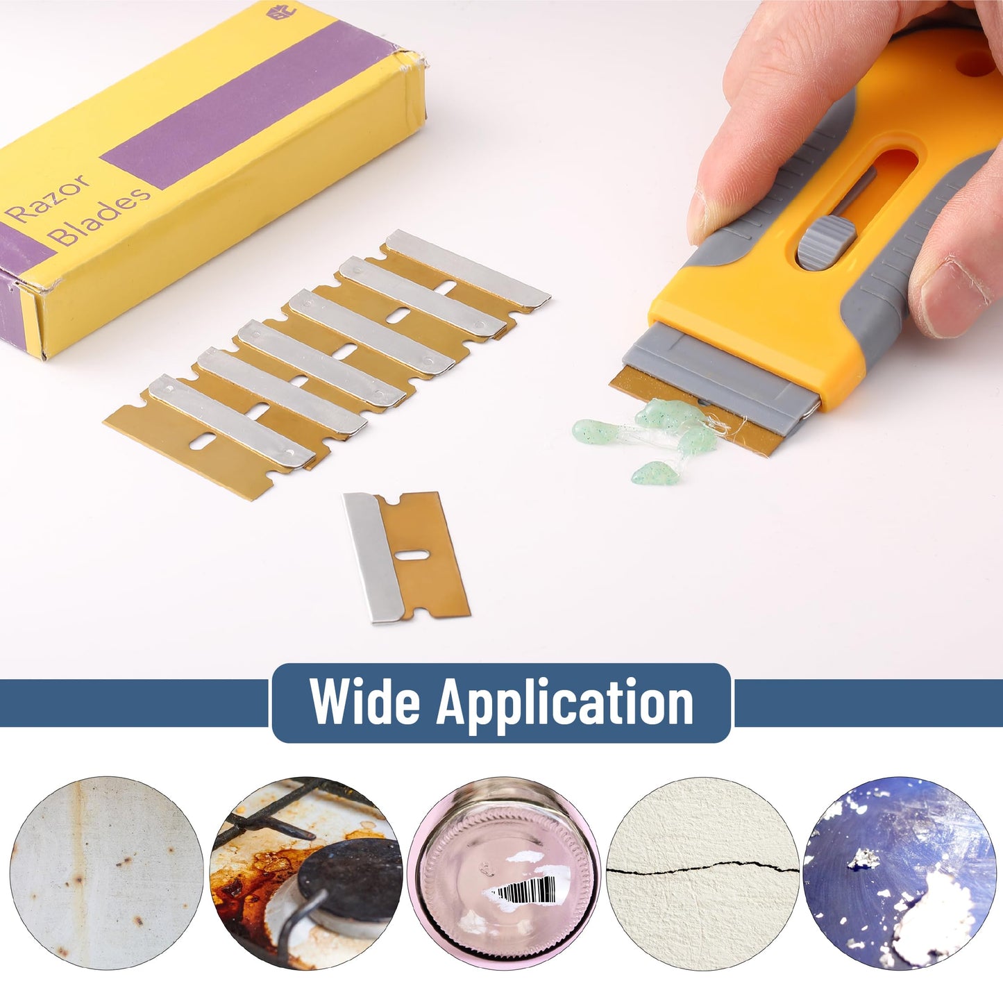 Bates- Single Edge Razor Blades, 100 Pack, Gold, Carbon Steel Razor Blades Single Edge Blades