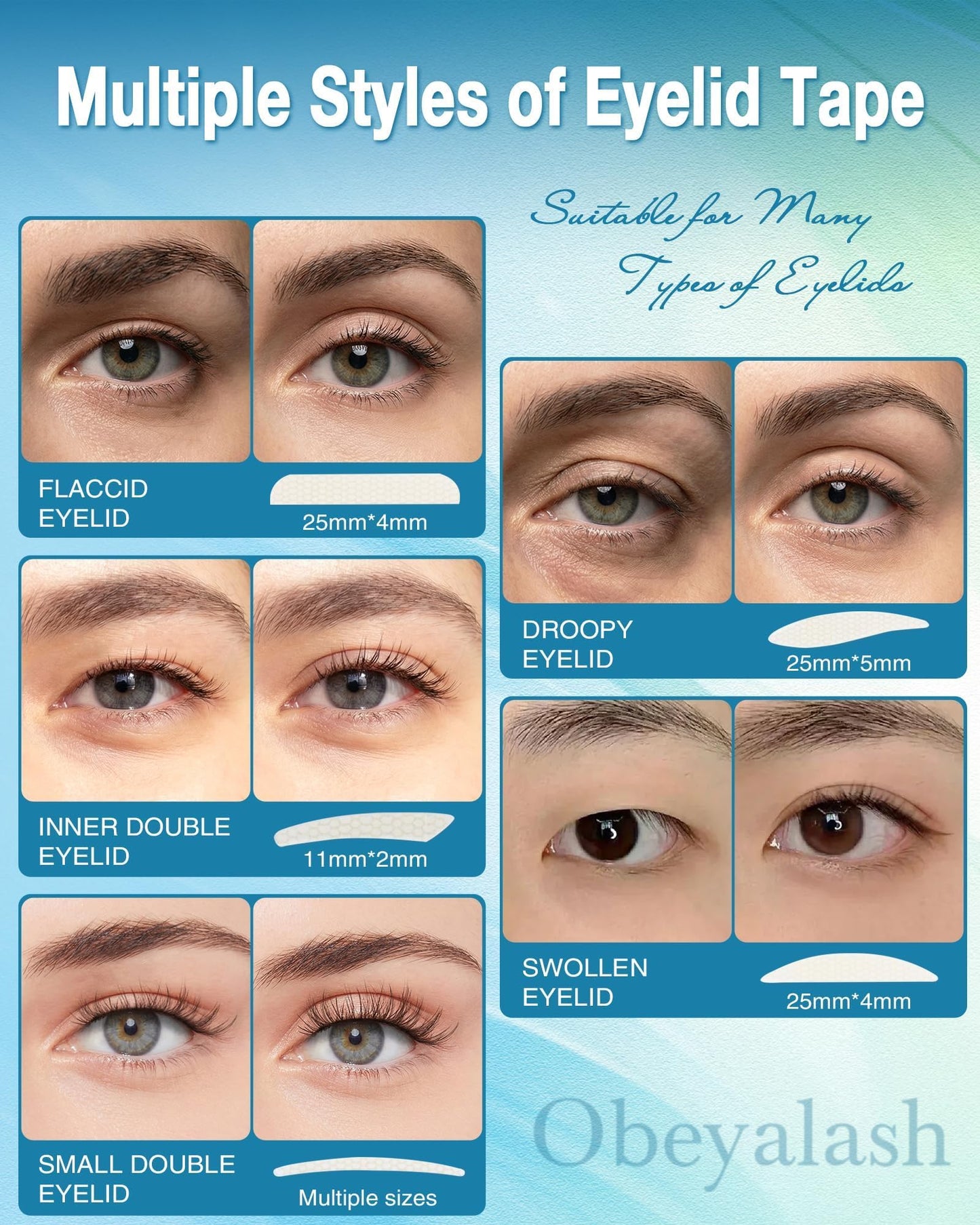 Obeyalash 700 Pcs Eyelid Tape with Tweezers, Double Eyelid Tape for Invisible Lace Waterproof Lifter Strips, Natural Strong Hold for Monolid & Hooded Eyes, Beginner Friendly Makeup