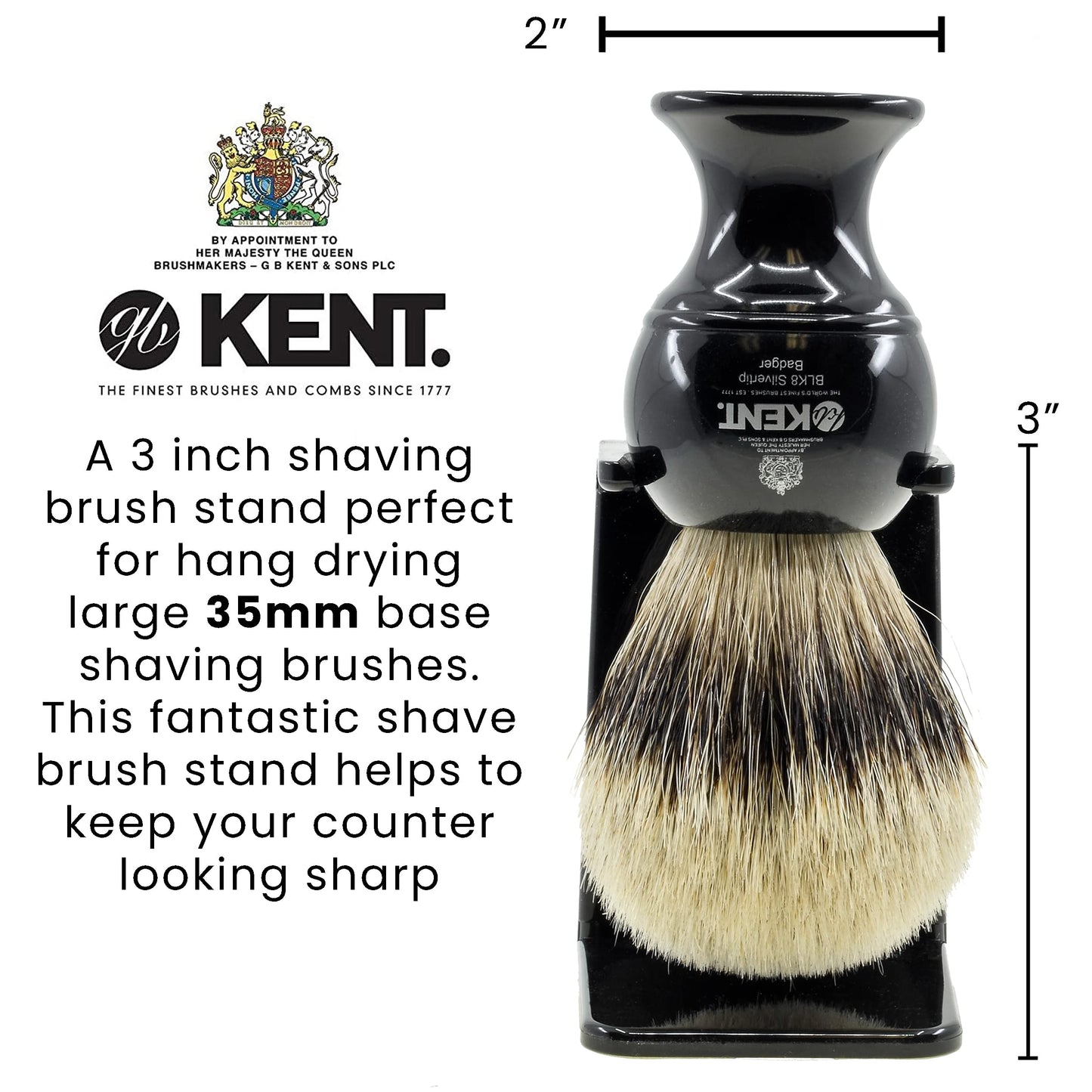 KENT VSB2 Large Black Plastic Shaving Brush Stand for Hang Drying your Shave Brush. Essential Part of Any Men's Shaving Kit, Extends Natural Bristle Brushs Life