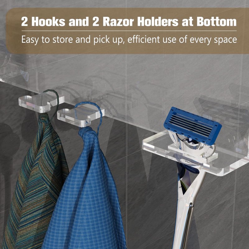 Nynelly Over The Door Shower Caddy, Acrylic Shower Caddy Shelf with Hooks, No Drilling Adjustable Hanging Shower Organizer for Bathroom Storage, Body Wash Shampoo Holder