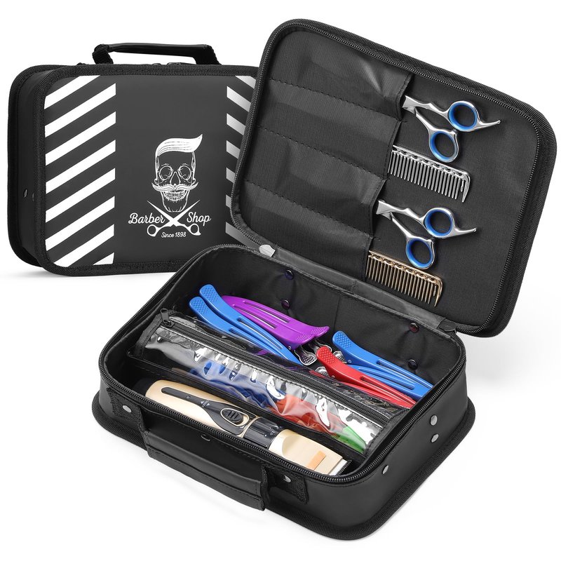 Segbeauty Barber Carrying Case, Stylist Tool Storage Bag for Clippers Scissor Clips Trimmer Grooming Kit, Hair Styling Accessories Organizer, Portable Travel Professional Hair Salon Equipment