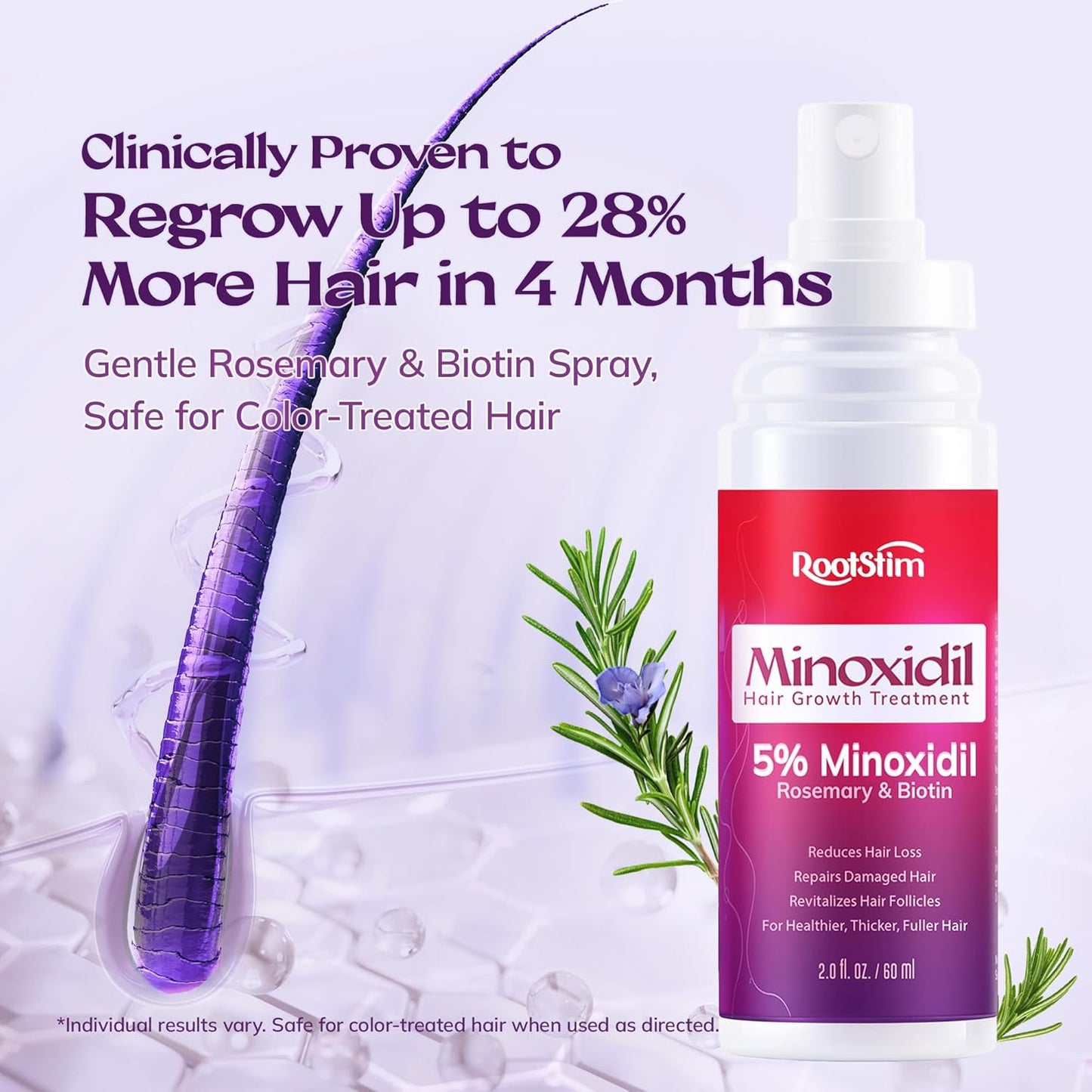 **Women's 5% Minoxidil Hair Growth Spray - Extra Strength with Rosemary & Biotin | 3-Pack, 60ML Each**