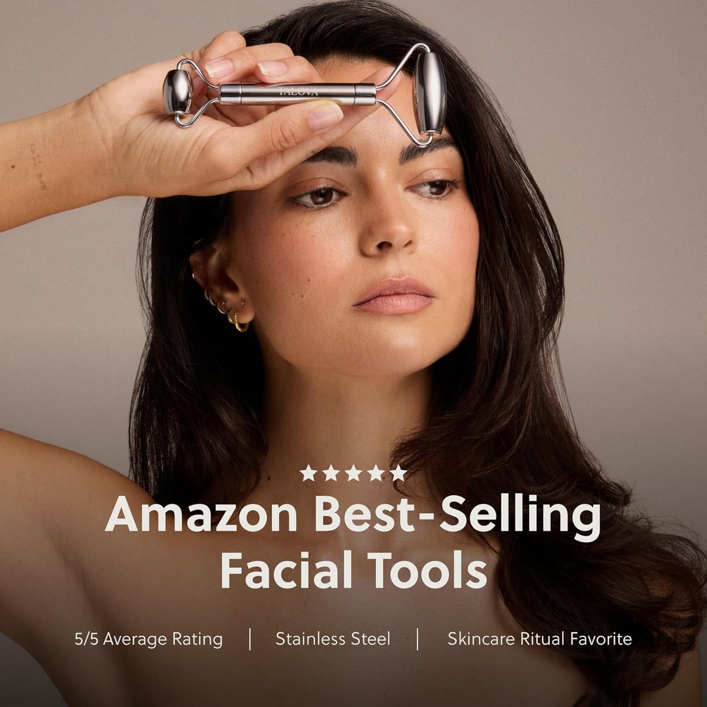 Stainless Steel Facial Roller - Anti-Aging Massage Tool for Puffiness, Wrinkles & Lymphatic Drainage | Dual-Sided Design