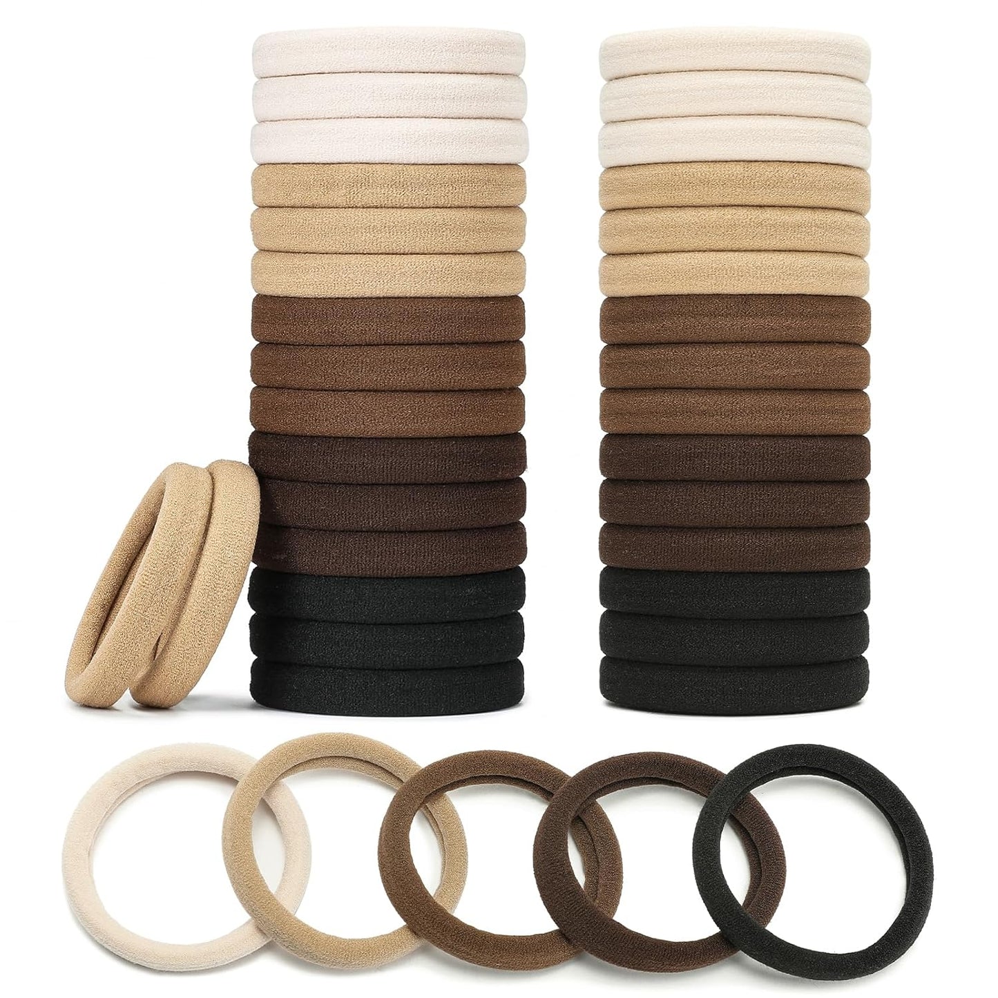 Mia Klein Hair Ties - Extra Thick Black Elastic Bands for Thick Hair | 100 Count, 5CM Ponytail Holders