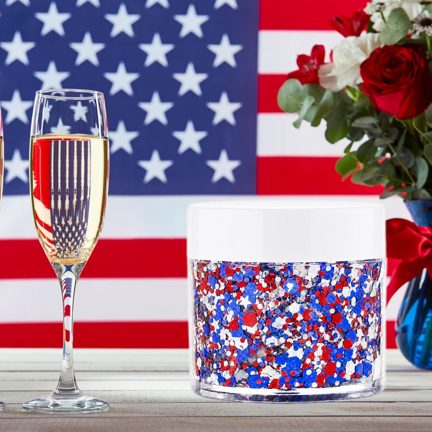 Red White Blue Face Glitter Gel - Patriotic Hair & Body Glitter for Kids & Adults | 4th of July Celebration