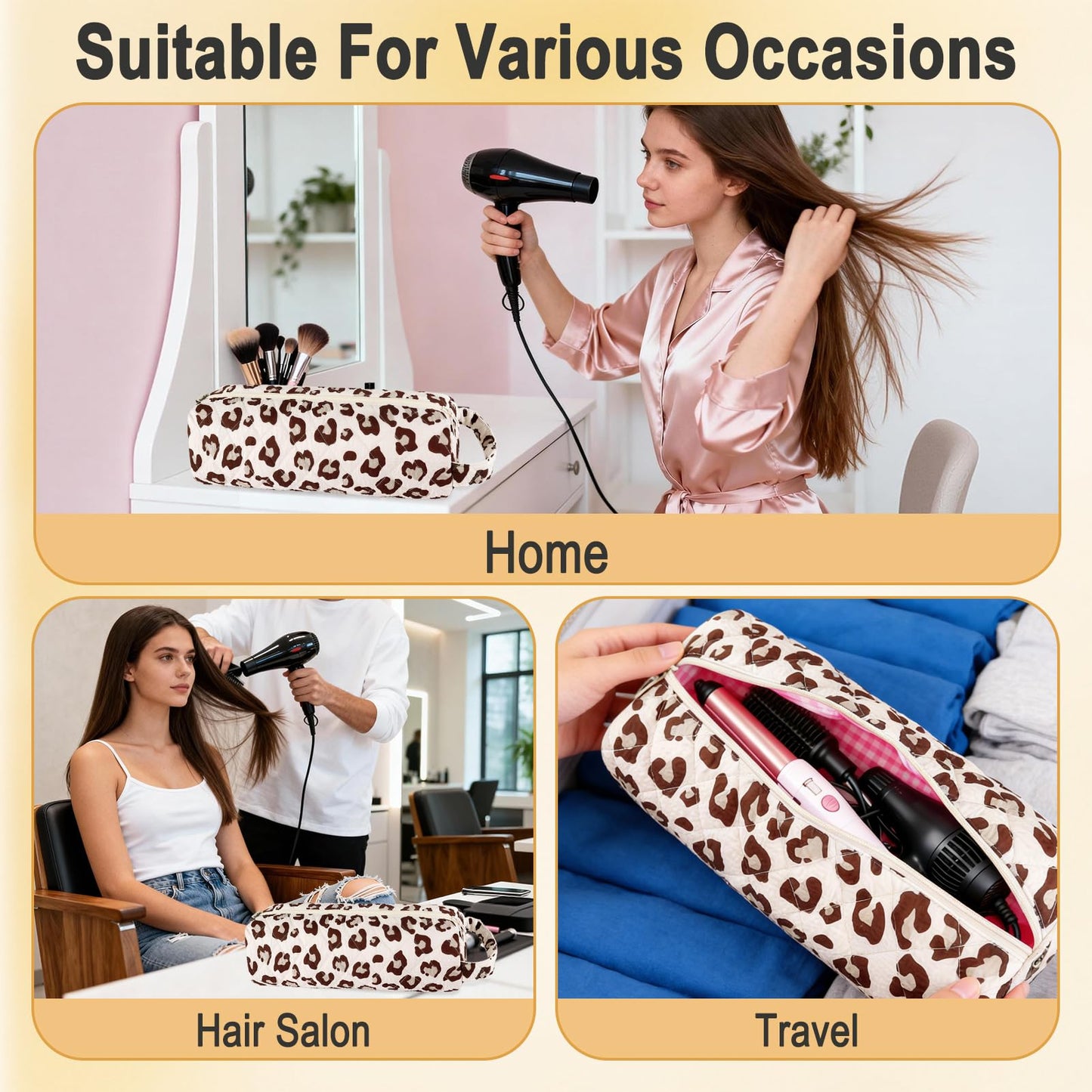 Hair Tools Travel Bag for Shark Flex Style Case for Dyson Air wrap Hair Dryer Carrying Bag Quilted Travel Hair Tool Bags Large Portable Flat Curling Iron Organizer Storage Case Women Accessories-C