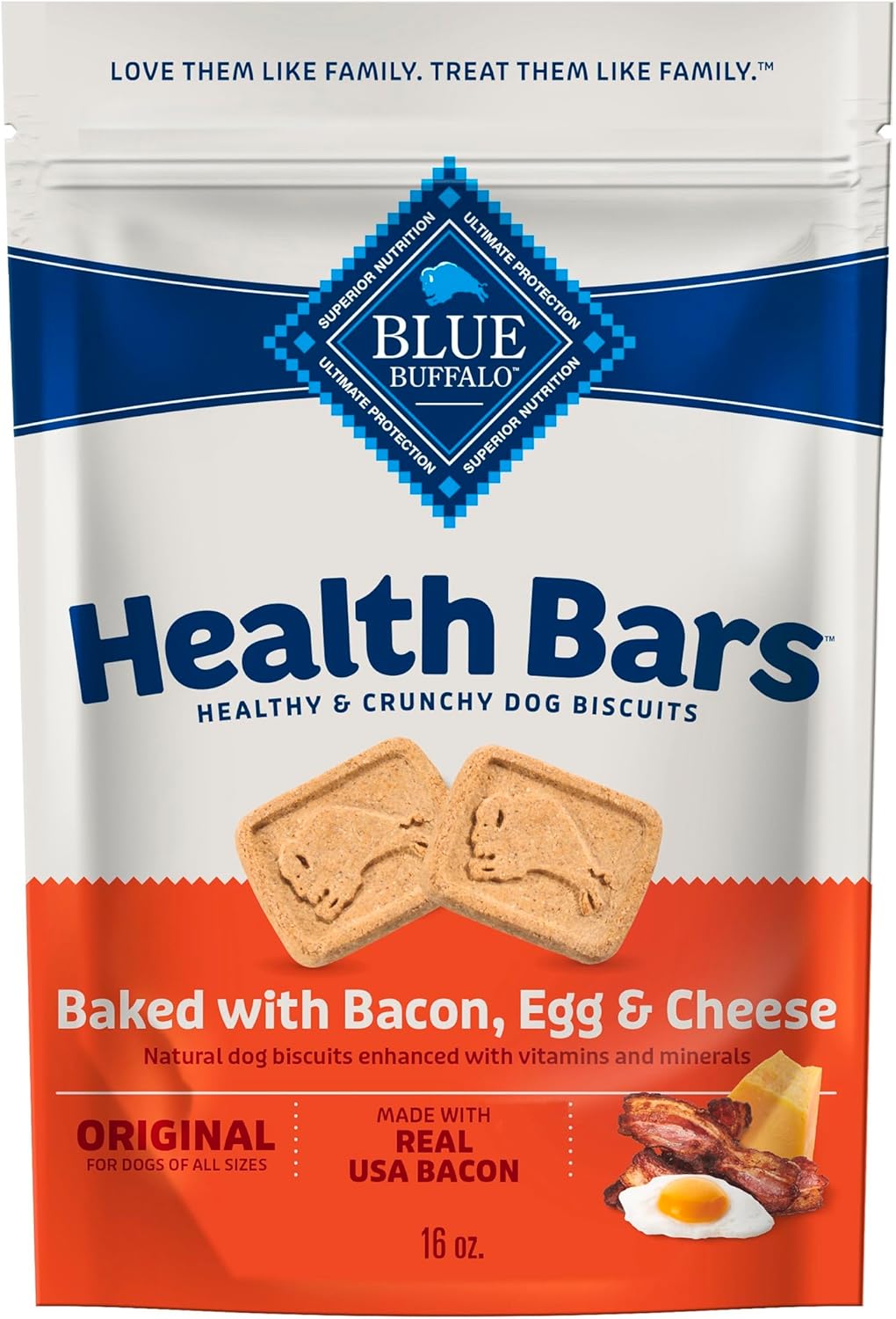 Blue Buffalo Dog Treats - Pumpkin & Cinnamon Crunchy Health Bars | Oven-Baked, Natural Ingredients, 16 oz.