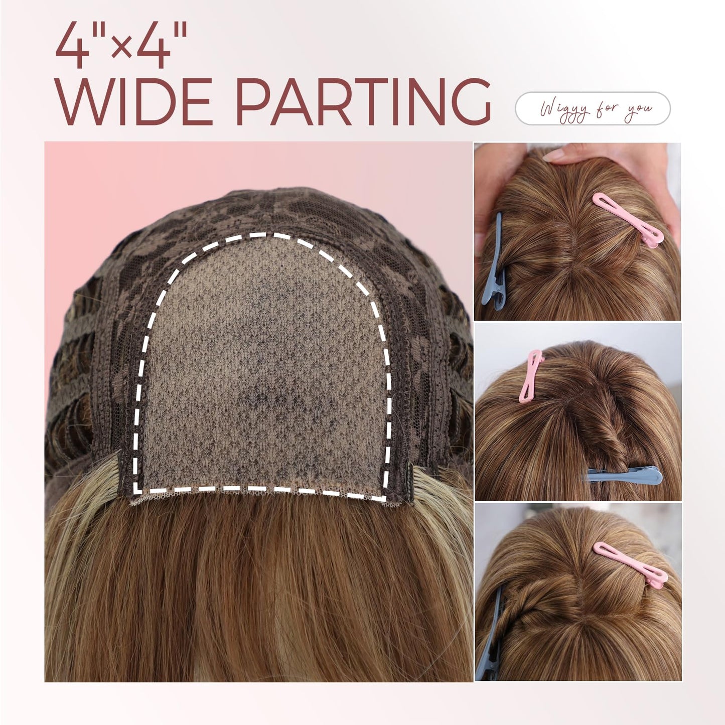 WIGYY Honey Brown Short Bob Wig with Bangs for White Women – 12 Inch Straight Lace Front Synthetic Wig, Glueless Heat-Resistant Protein Fiber, Realistic Lightweight Daily Party Wear