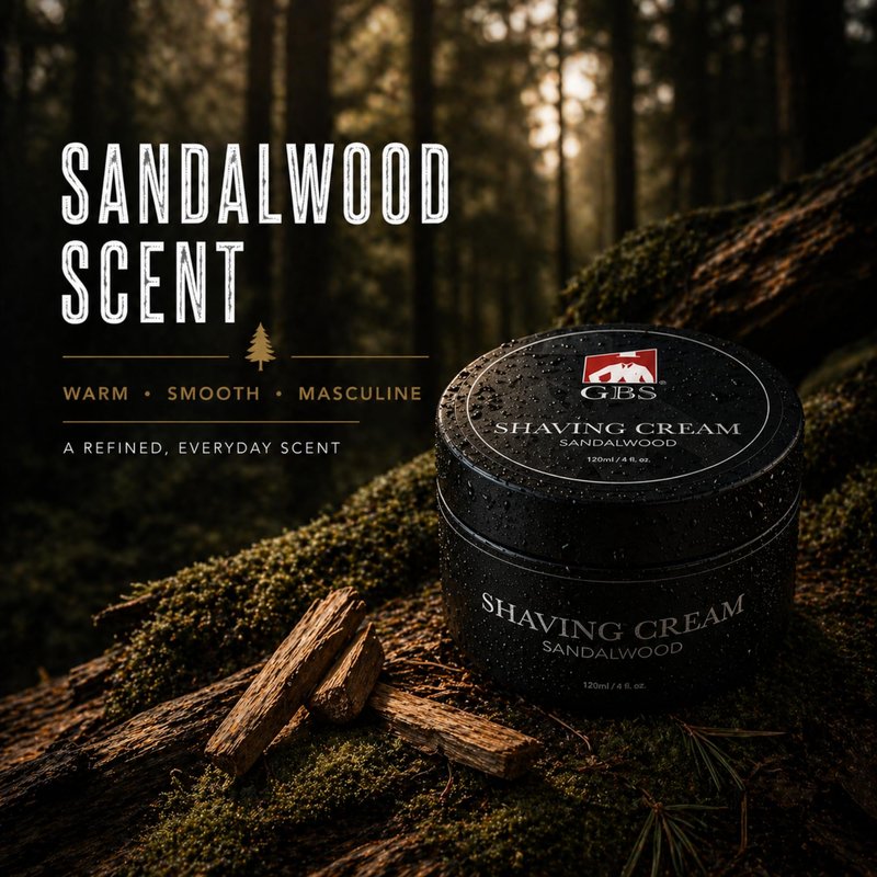 G.B.S Sandalwood Shaving Cream for Sensitive Skin, Hydrates, Nourishes for Close Smooth Shave, Protects Skin from Cuts, Bumps, Redness and Irritation (Pack of 3)