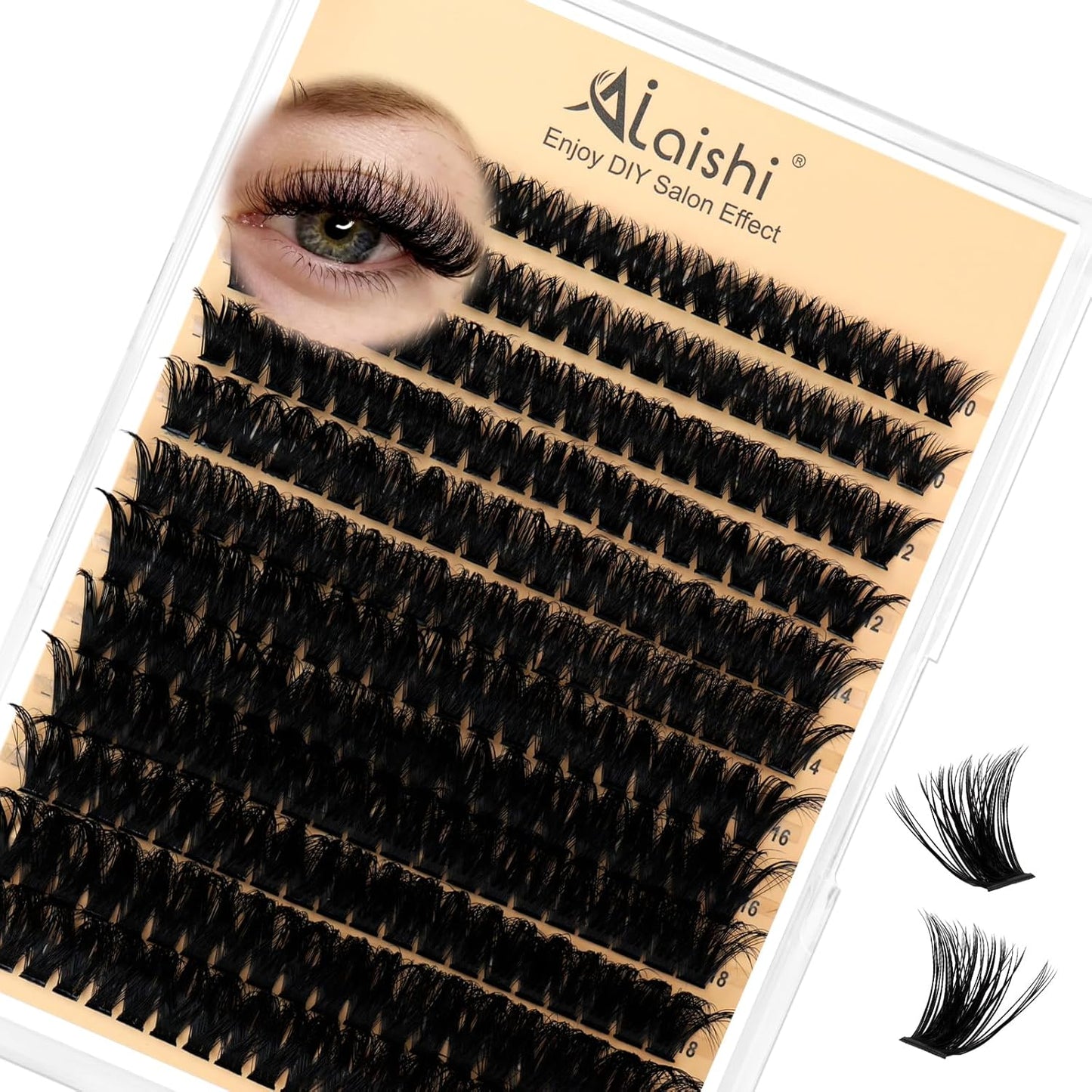 DIY Cluster Eyelash Extensions Kit - 224pcs Fluffy D Curl Lashes | 9-16mm, Bond & Seal, Tweezers Included