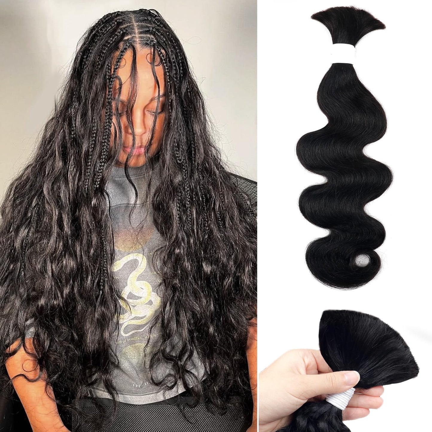 Body Wave Curly 4/27 Human Braiding Hair - 100g One Bundle for Boho Braids | 18 Inch