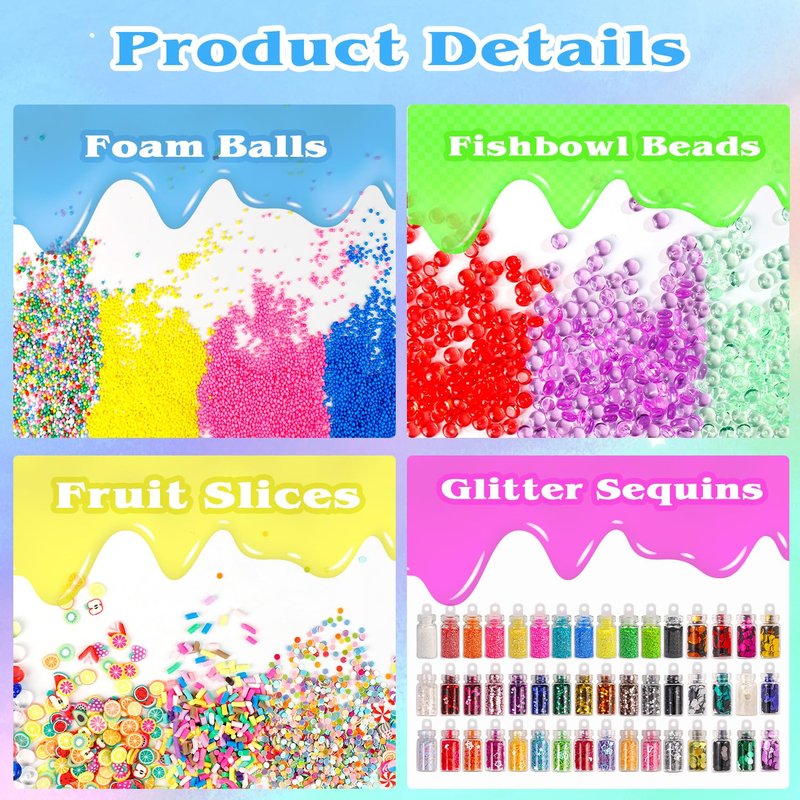 175 Pack Slime Making Supplies Kit, Slime Add Ins Accessories Includes Slimes Charms, Foam Balls for Making Creative Slimes Kit