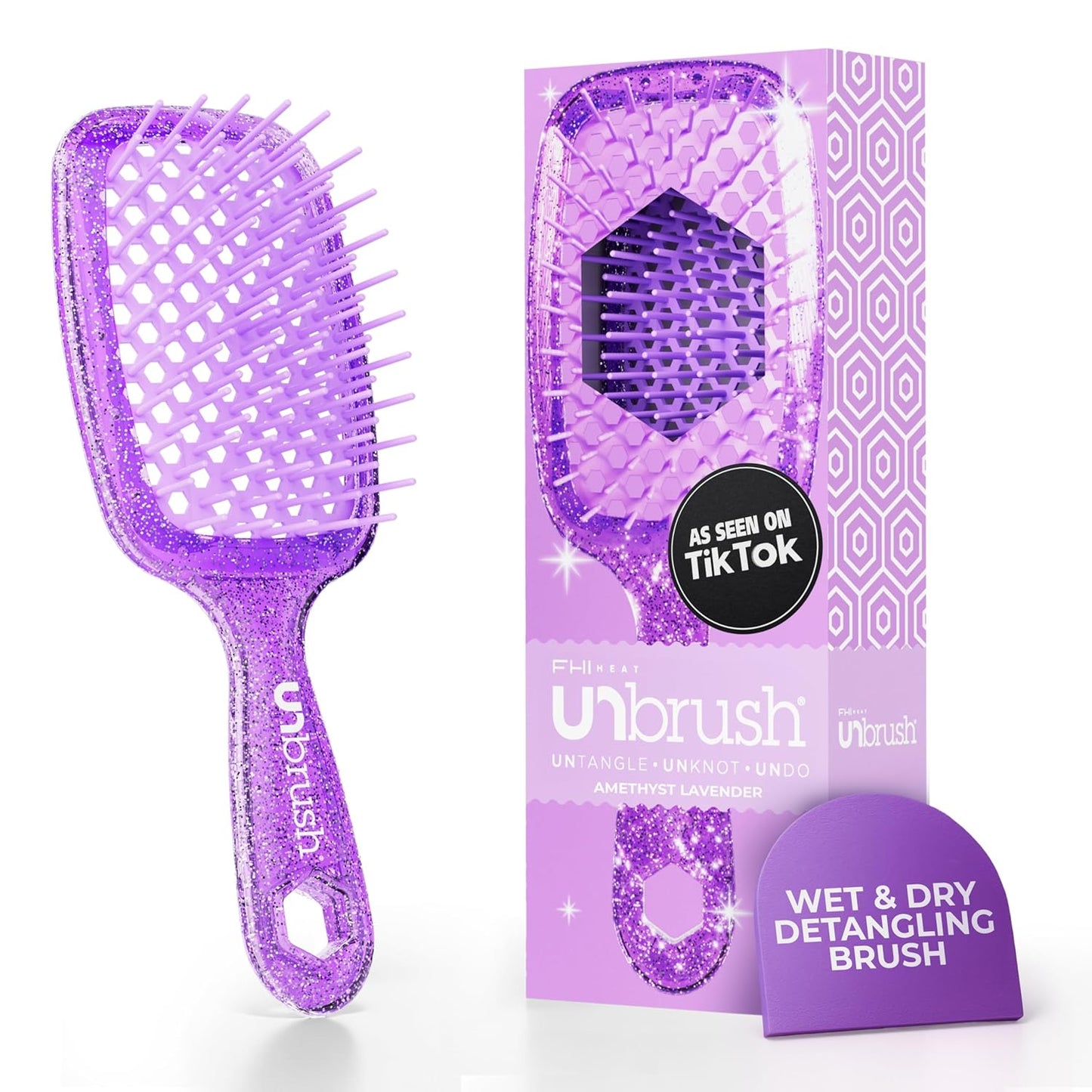 FHI Heat Detangling Brush - Pain-Free Brushing for Wet & Dry Hair | Durable DuoFlex Bristles, Lightweight, Cherry Blossom