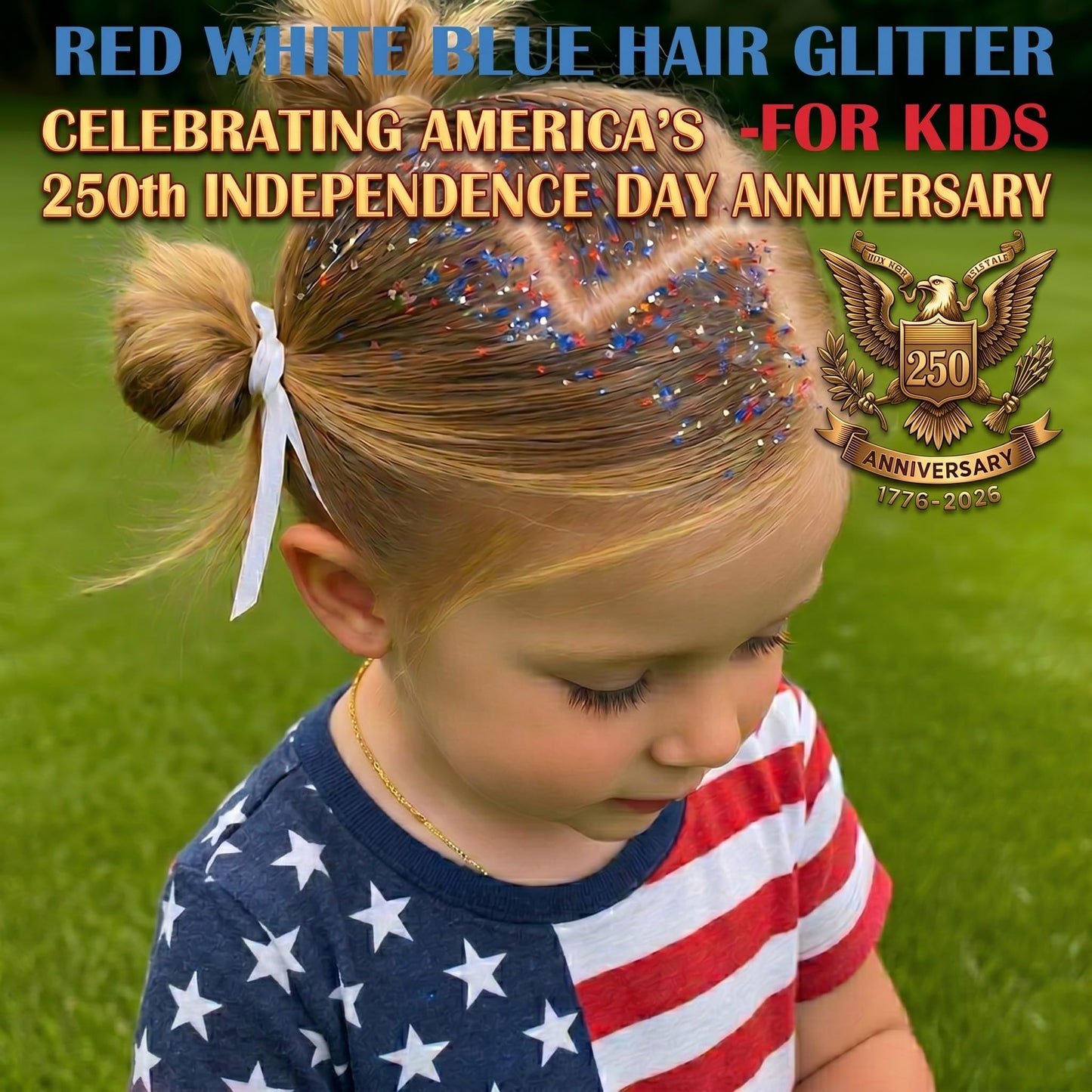 Paminify Red White Blue Hair Glitter Stick,4th of July Patriotic America Flag Star Face Body Glitter,250th Independence Day Outfits for Women, Waterproof Cheer Glitter Makeup for Soccer Game
