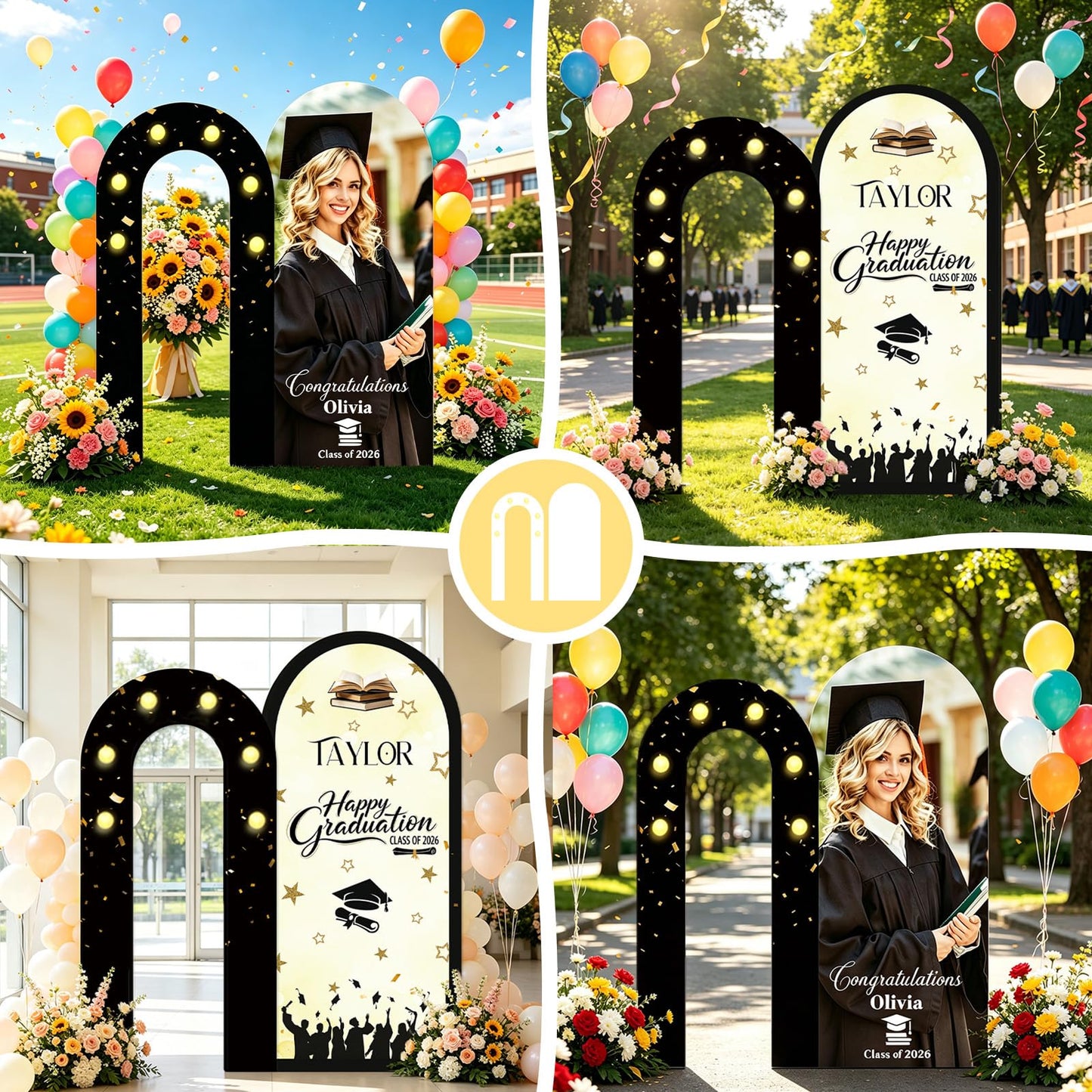Byxhuc Graduation Personalized KT Board Party Sign, 6ft ×2.6ft, 6.6ft ×3.3ft Customized Grad Party for Ceremony Events, Custom Foam Board Backdrop for Parties Indoor Outdoor