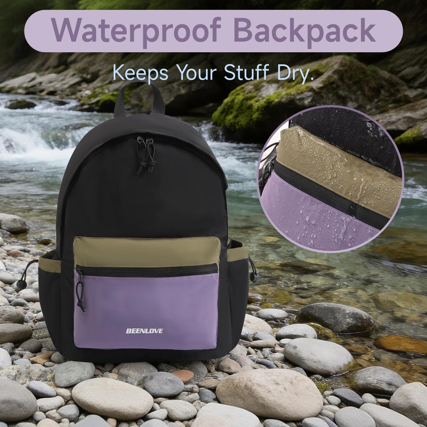 SODEER Hiking Backpack for Women Men 16L,Packable Waterproof Backpack,Foldable Daypack with Strap Pocket for Picnic Beach,Black