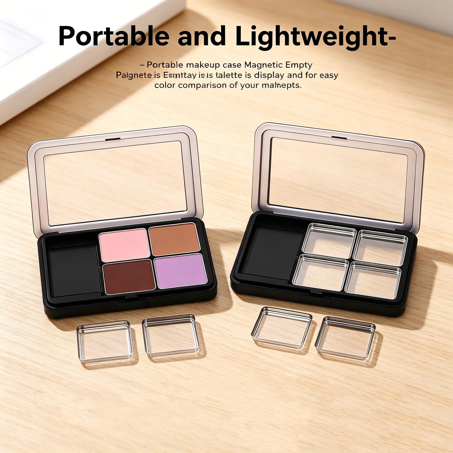 Empty Magnetic Makeup Palette, 2pc Portable Makeup Palette with Mirror Refillable Eyeshadow Palette Empty Lipstick Pallet for Eyeshadow Lipstick Blush Powder
