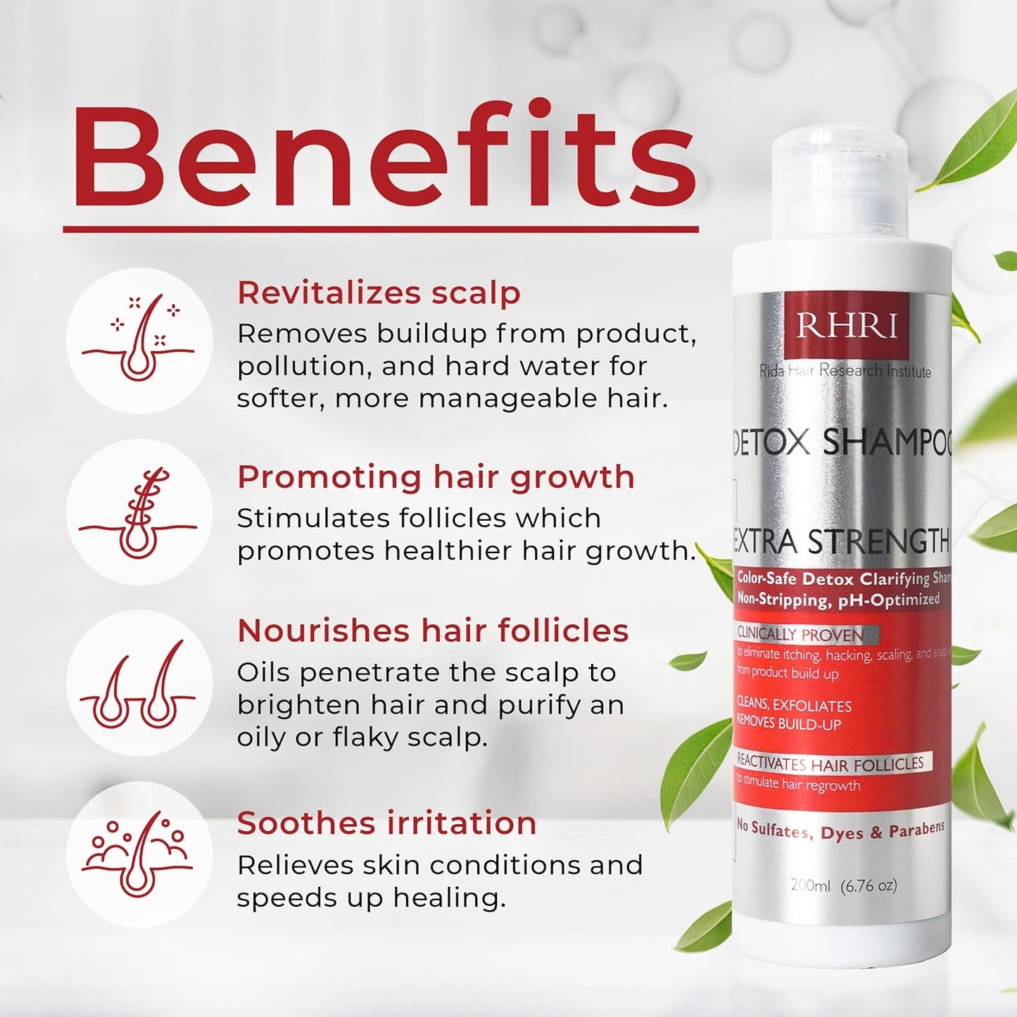 Detox Shampoo - Clarifying Formula to Remove Product Buildup & Regrow Hair - Nourishes Follicles | For All Hair Types