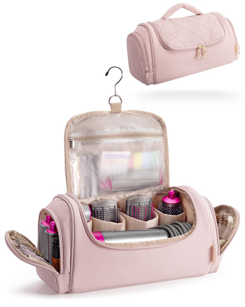 Marscamd Hair Tools Travel Bag Compatible with Dyson Airwrap Styler, Hair Tool Organizer with Hanging Hook for Multi-Stylers, Pink