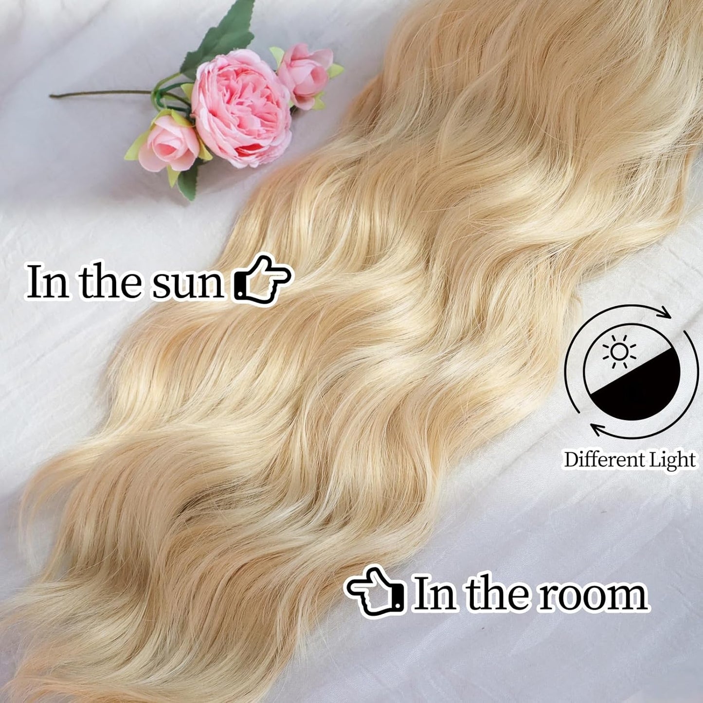 Blonde Wigs for Women - Long Wavy Curly Synthetic Wig with Bangs | Heat Resistant 20 Inch