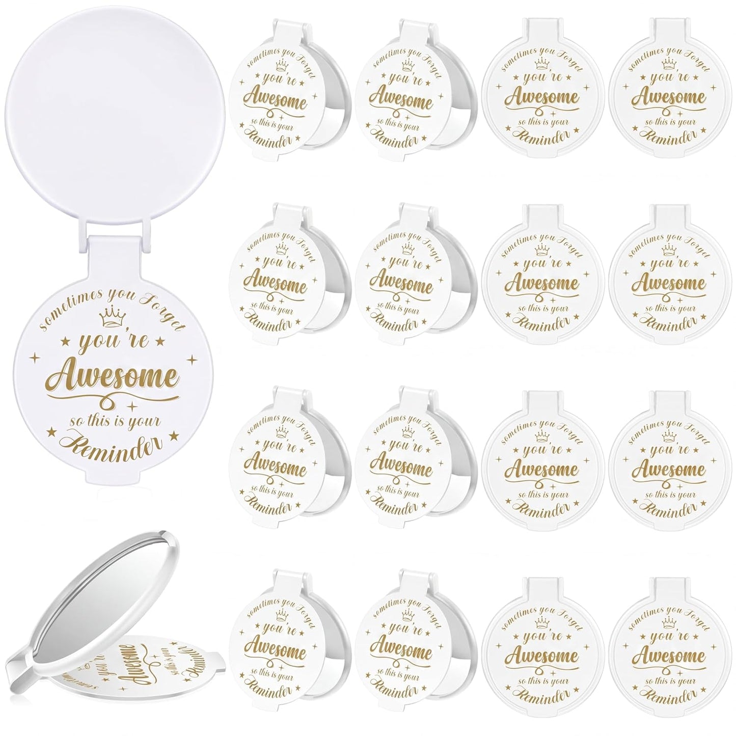 Inspirational Compact Mirror Set - 36 Pcs 2.76 Inch Mini Mirrors | Perfect Galentine's Day Gifts for Women