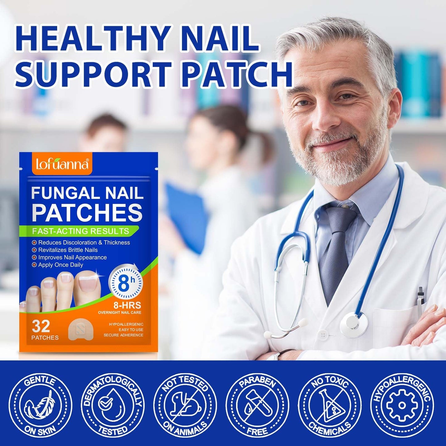 Nail Care Extra Strength - 32 Pcs Nighttime Nail Patches, Overnight Toe Nail Care for a Healthy Appearance, 8-Hour Moisturizing & Nourishing for Toenail, Suitable for Women & Men (1PC)