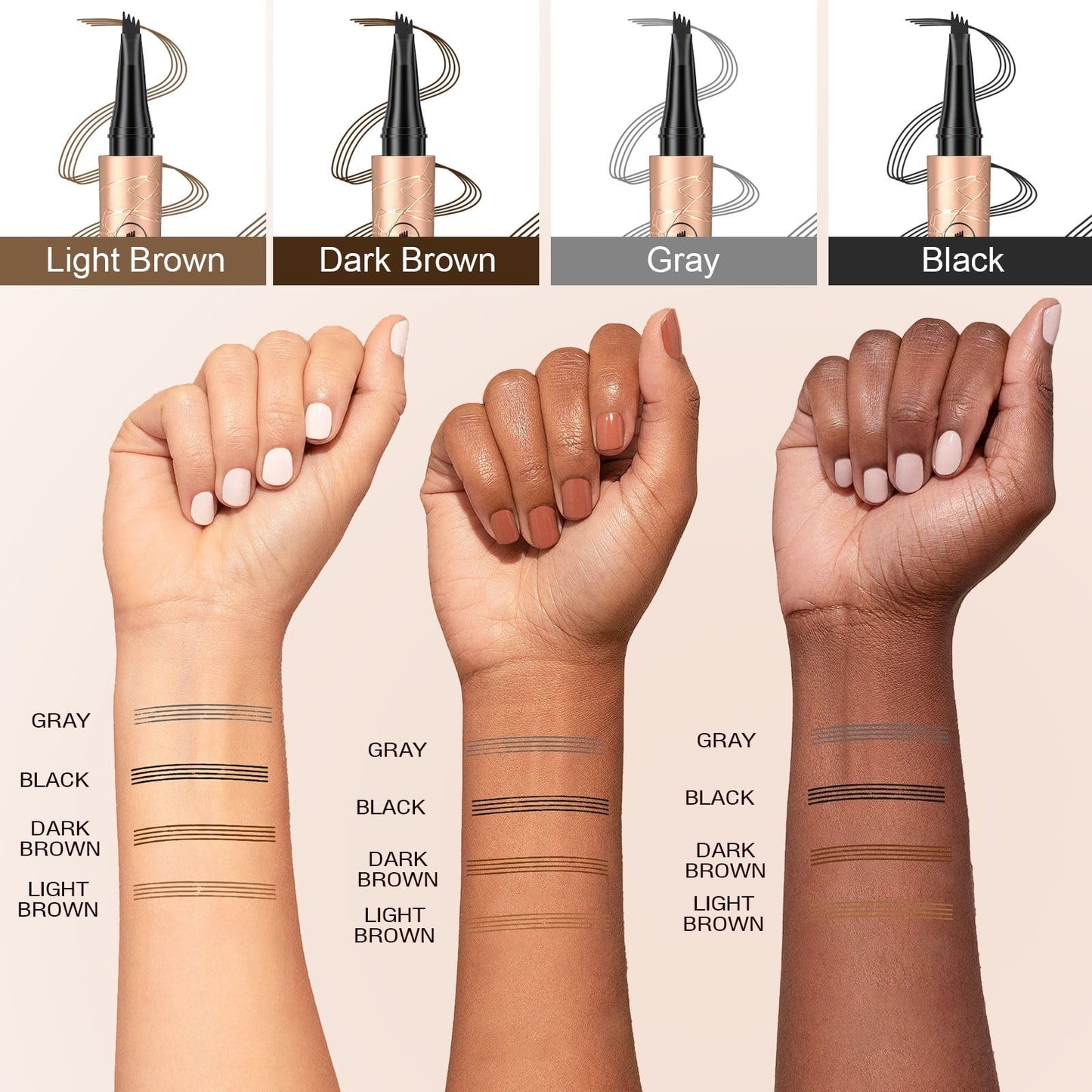 Eyebrow Pen - 4-Fork Tip Lift & Snatch Brow Pencil，Microblading Long-Lasting Waterproof Eye Brow Pen，Natural-Looking Hair-Like Brows，Easy to Use Eyebrow Pencils Makeup for Women (Black)