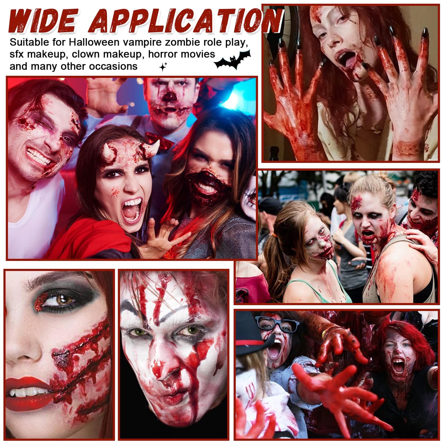 LZXLUKGIR 4PCS Halloween Fake Blood Makeup Kit,Washable Fake Blood Spray