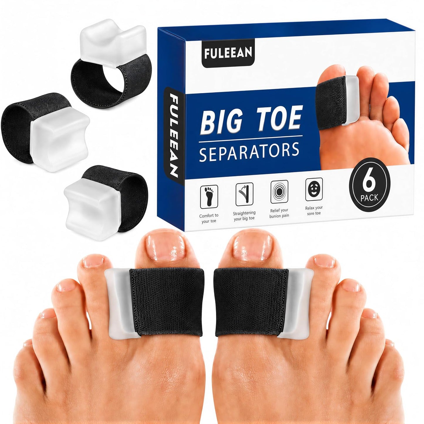 Big Toe Spacers - Hallux Valgus Corrector for Bunion Pain Relief | Comfortable Fit for Men & Women