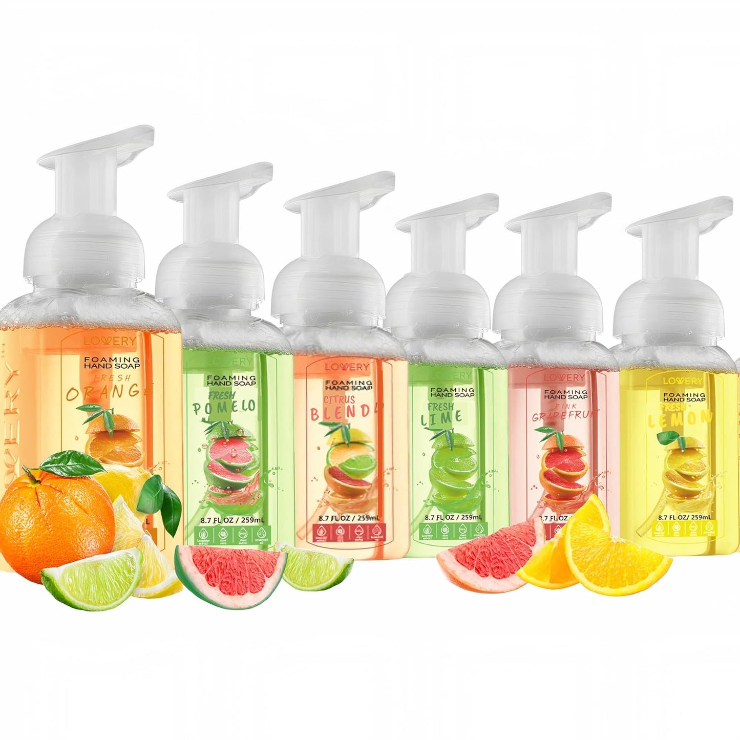 Moisturizing Foaming Hand Soap Pump - 5-Pack | Aloe Vera & Essential Oils, Citrus Blend Fragrances for Kitchen & Bathroom