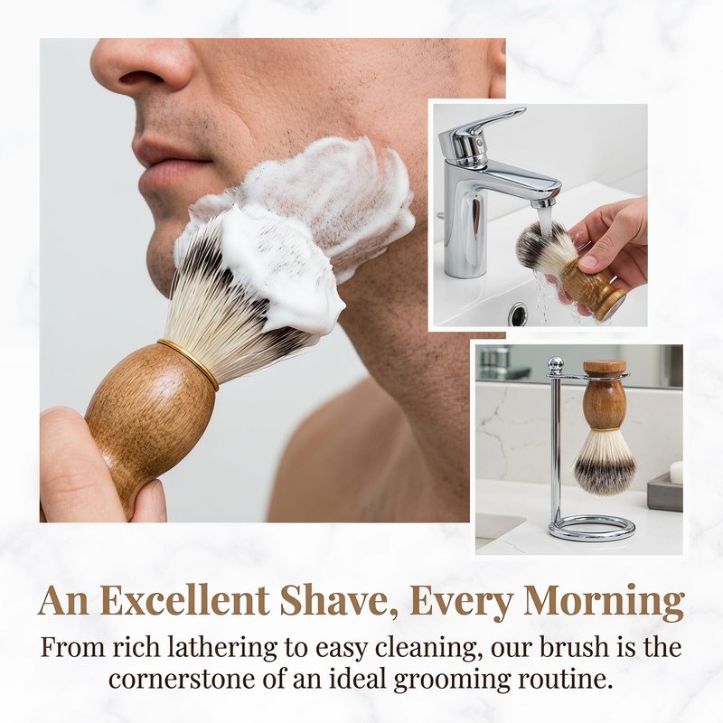 10 Pcs Wood Handled Shaving Brush for Men Shave Accessory, Bulk Beard Grooming Tool for Professional Salon, Shave Brushes Handmade Nylon Hair Brush for Men