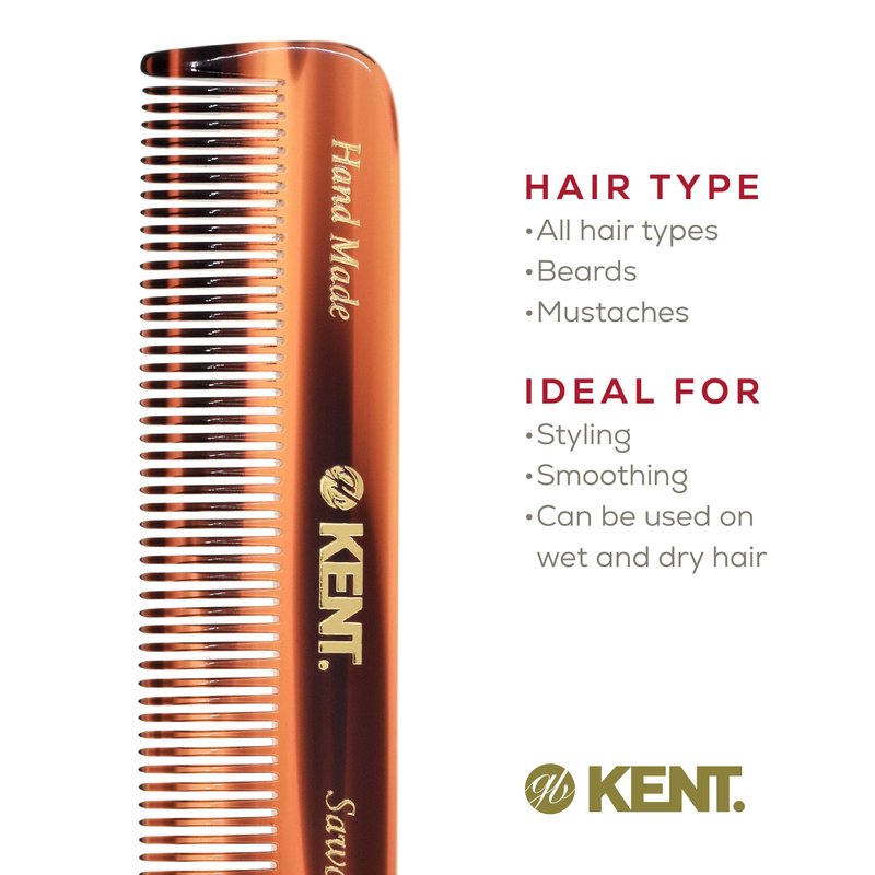Kent Set of 3, 81T Small Beard and Mustache Comb, Fot All Fine Pocket Comb and PF22 Hair Brush and Beard Bruh, Best Beard and Mustache Grooming Kit for Travel and Home Beard Care, Made in England