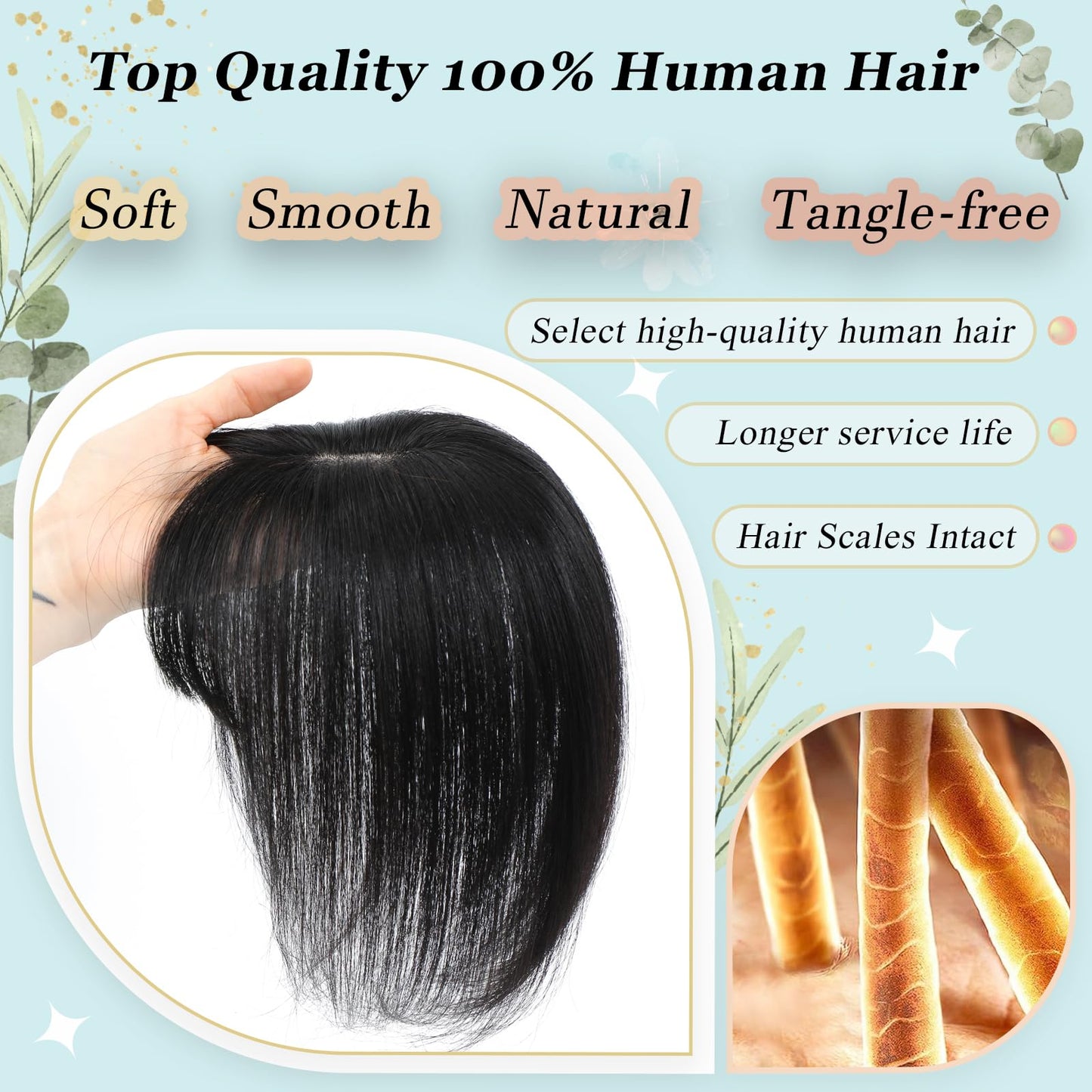 OOPPOO Hair Toppers for Women Real Human Hair, 12 Inch Toppers Hairpieces for Women with Side Bangs Upgraded Lace Base for Thinning hair to Add Volume
