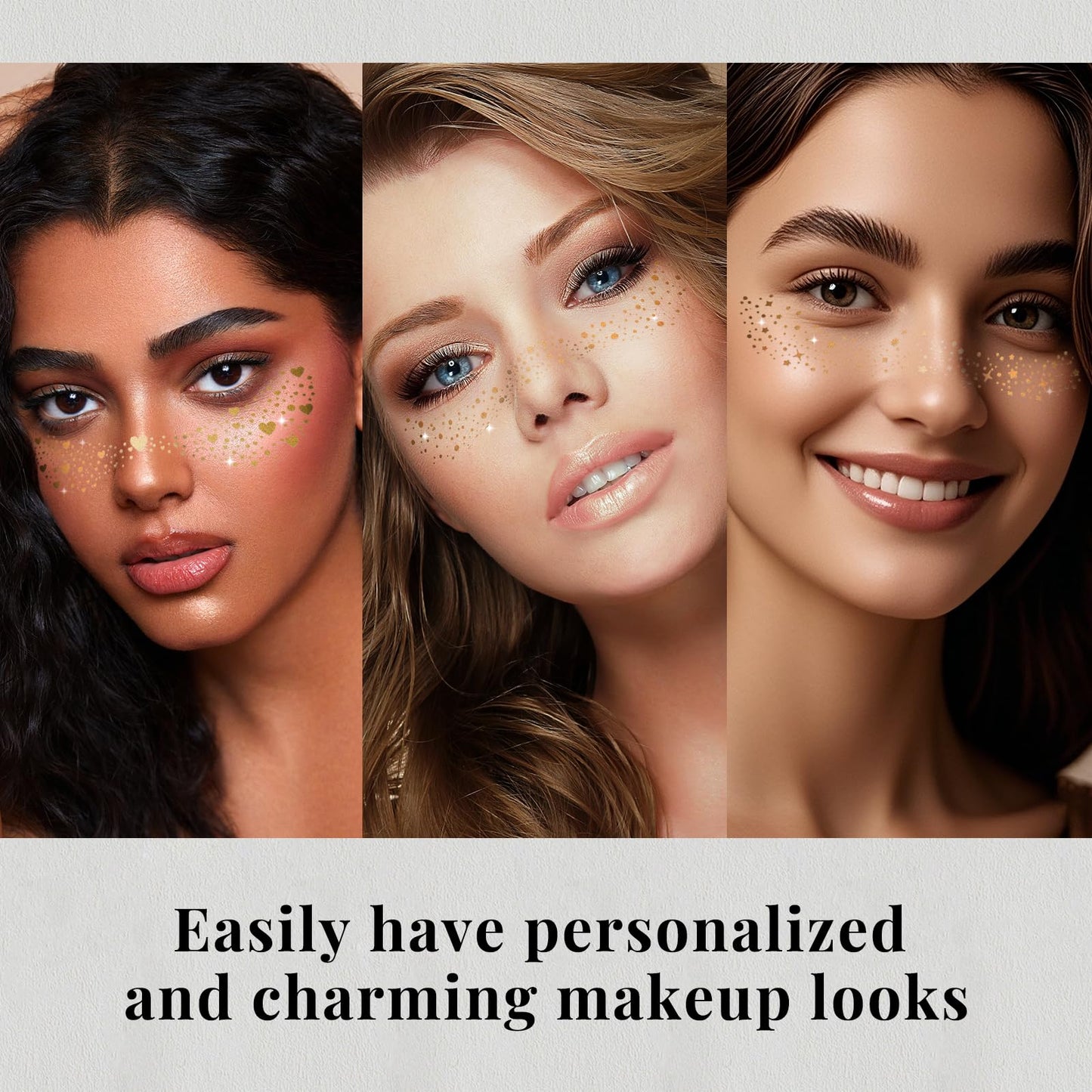 24pcs Glitter Freckles Makeup Patches-Gold-Face Speckle, Sparkle Speckles Patches for Women, Cute Golden Fake Freckles, Glitter Freckle Face Tattoo, Accessories for Musical Festival