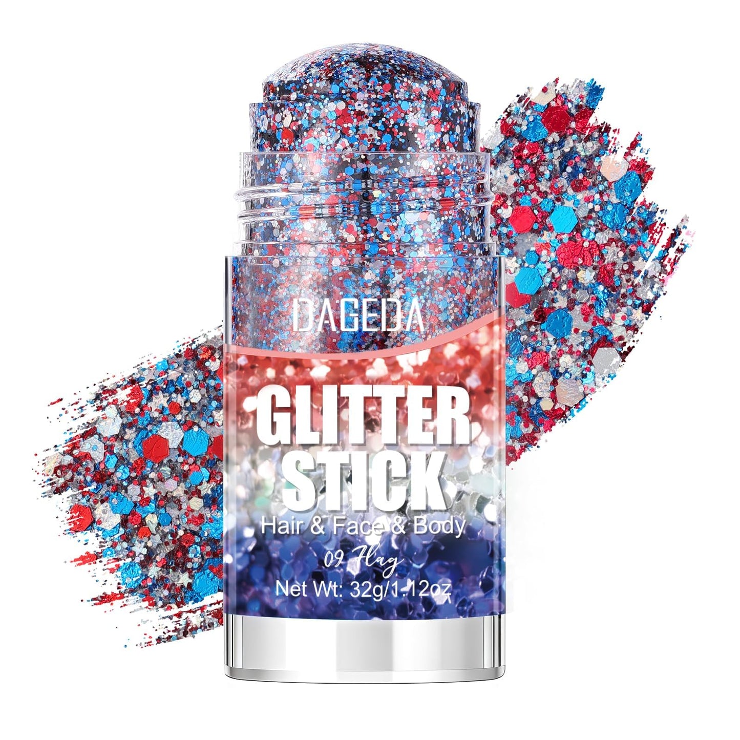 DAGEDA Red White Blue Face Body Glitter Stick,4th of July Accessories