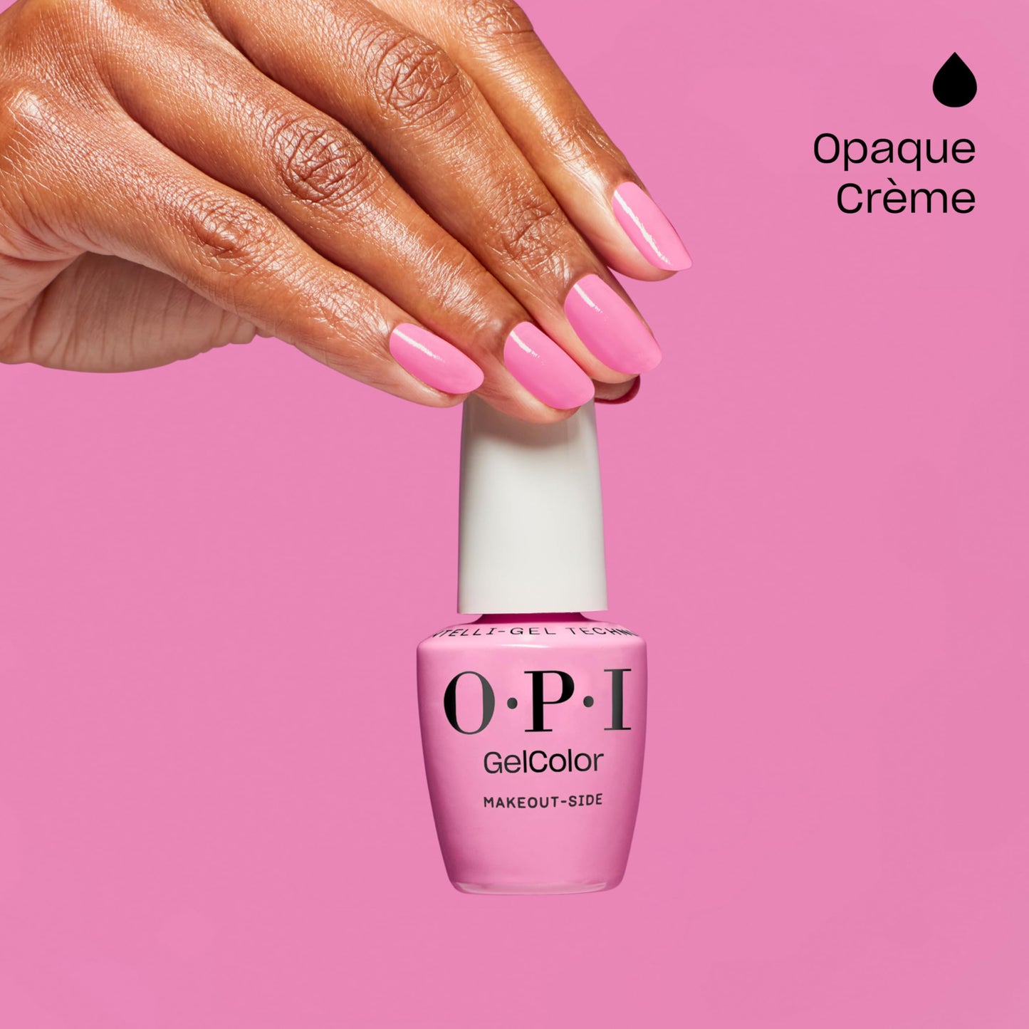 OPI GelColor Makeout-side | Opaque Bright Cool Pink Crème LED Cure Gel Nail Polish | Salon-Quality Shine, Long-Lasting Wear | Vegan & HEMA Free | 0.5 Fl Oz
