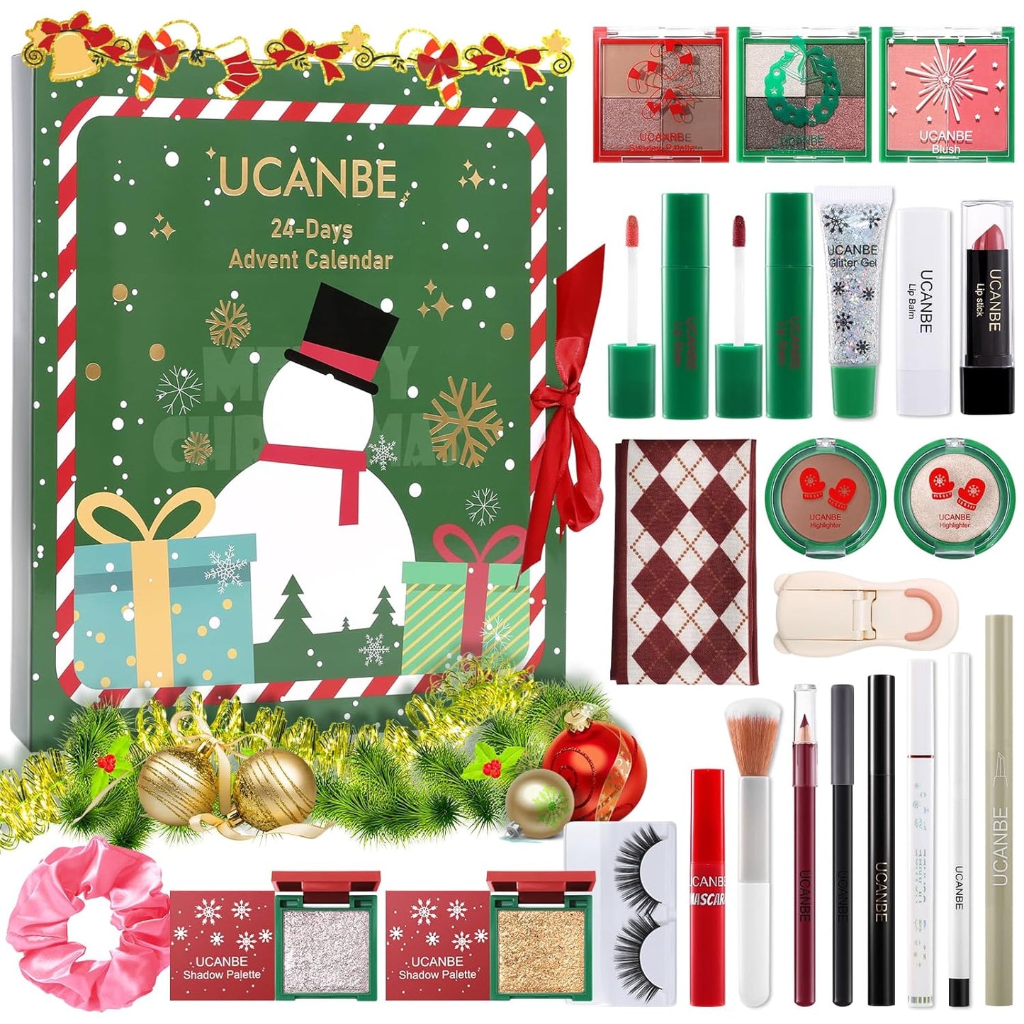 UCANBE Makeup Advent Calendar 2025 - 24-Piece Holiday Gift Set for Women & Teens | Beauty Surprises Countdown