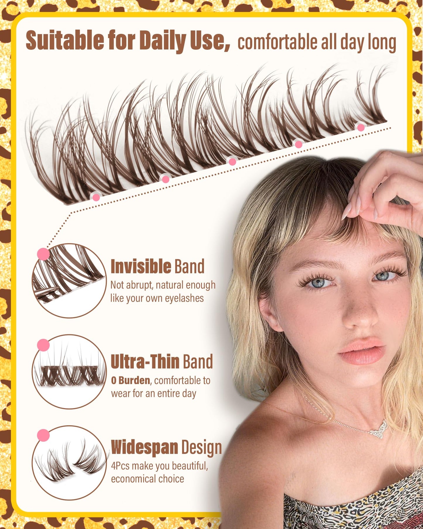 Brown Spider Lash Clusters Invisible Band Natural Eyelash Clusters CD-Curly Breeze Cluster Eyelash Extensions Spider Lashes Cluster Brown Wispy Individual Lashes 8-14MM by Zegaine