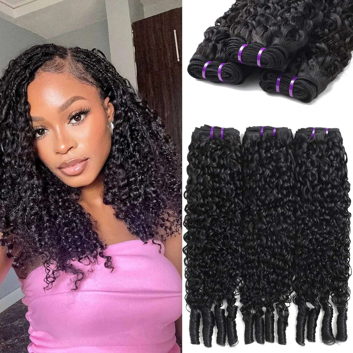 Burmese Curly Hair Bundles - 100% Unprocessed Virgin Remy Hair | 20, 22, 24 Inch Natural Color Extensions for Women